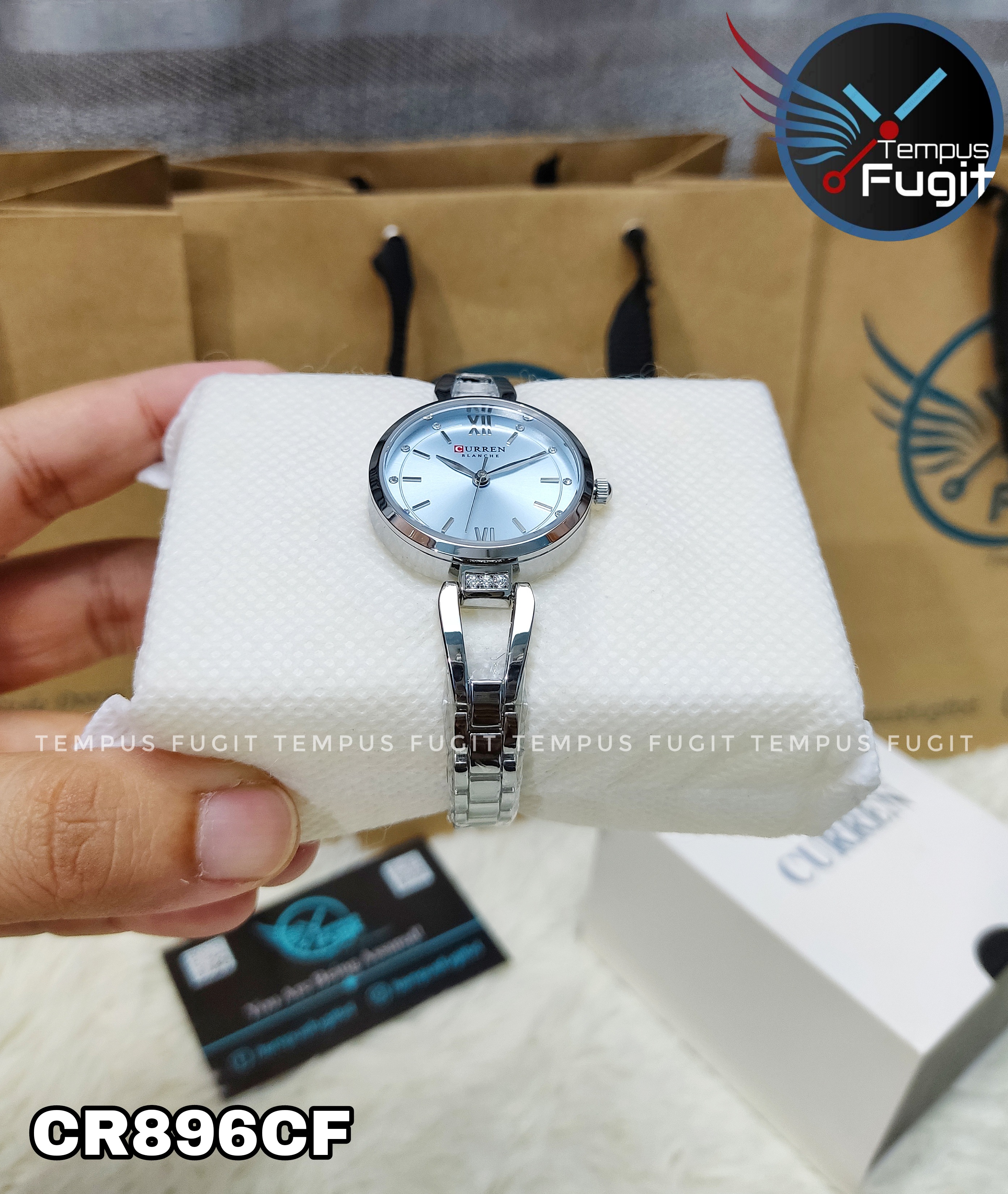 Curren 9092 Ladies Chain Watch- Light Blue Dial- Silver Bezel- Silver Chain- TF Code CR896CF_img_5