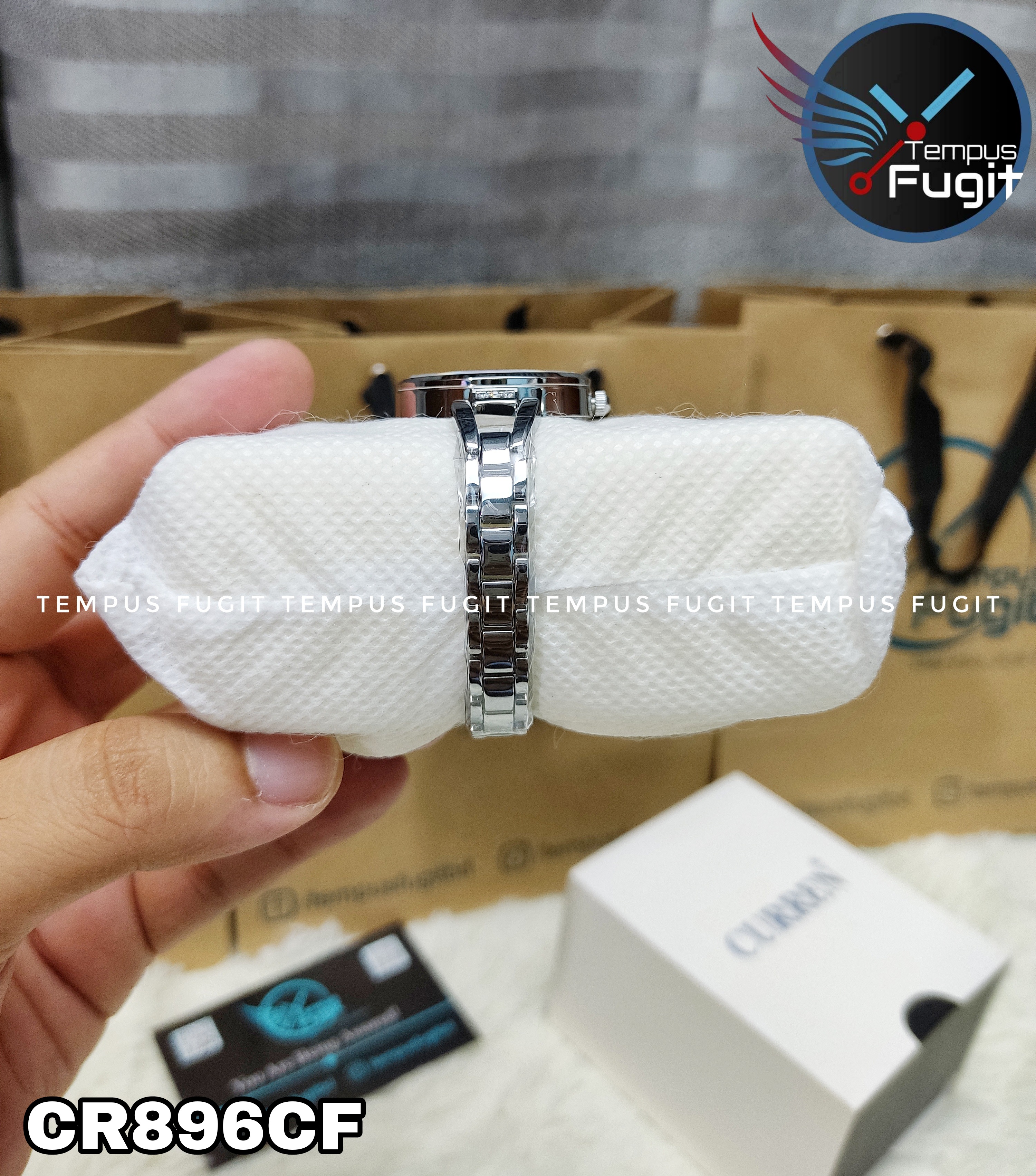 Curren 9092 Ladies Chain Watch- Light Blue Dial- Silver Bezel- Silver Chain- TF Code CR896CF_img_6