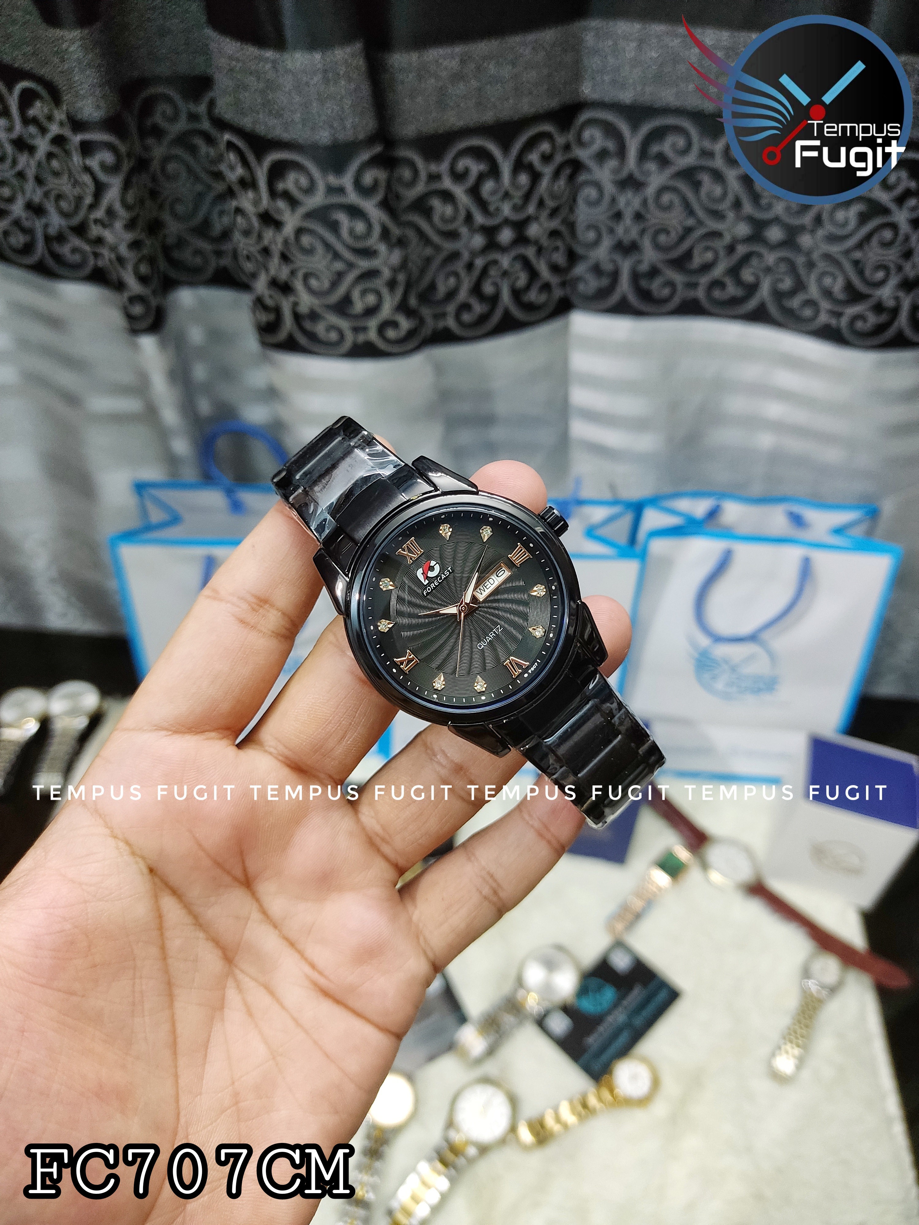 Forecast 907 Gents Chain Watch- Black Dial- Black Bezel- Black Chain- TF Code FC707CM_img_1