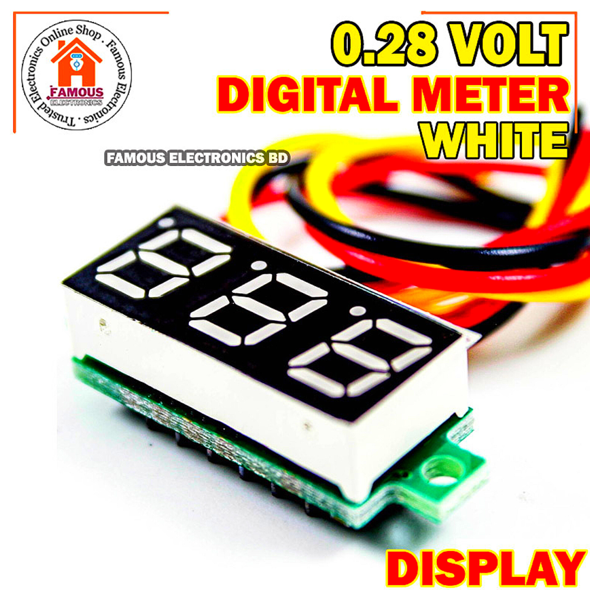 LED Display Mini 0.28 inch DC 0 -100V Digital Voltmeter 100V Volt Panel Indicator Monitor Voltage Meter-1PCS - Compact Digital Voltmeter -White_img_1