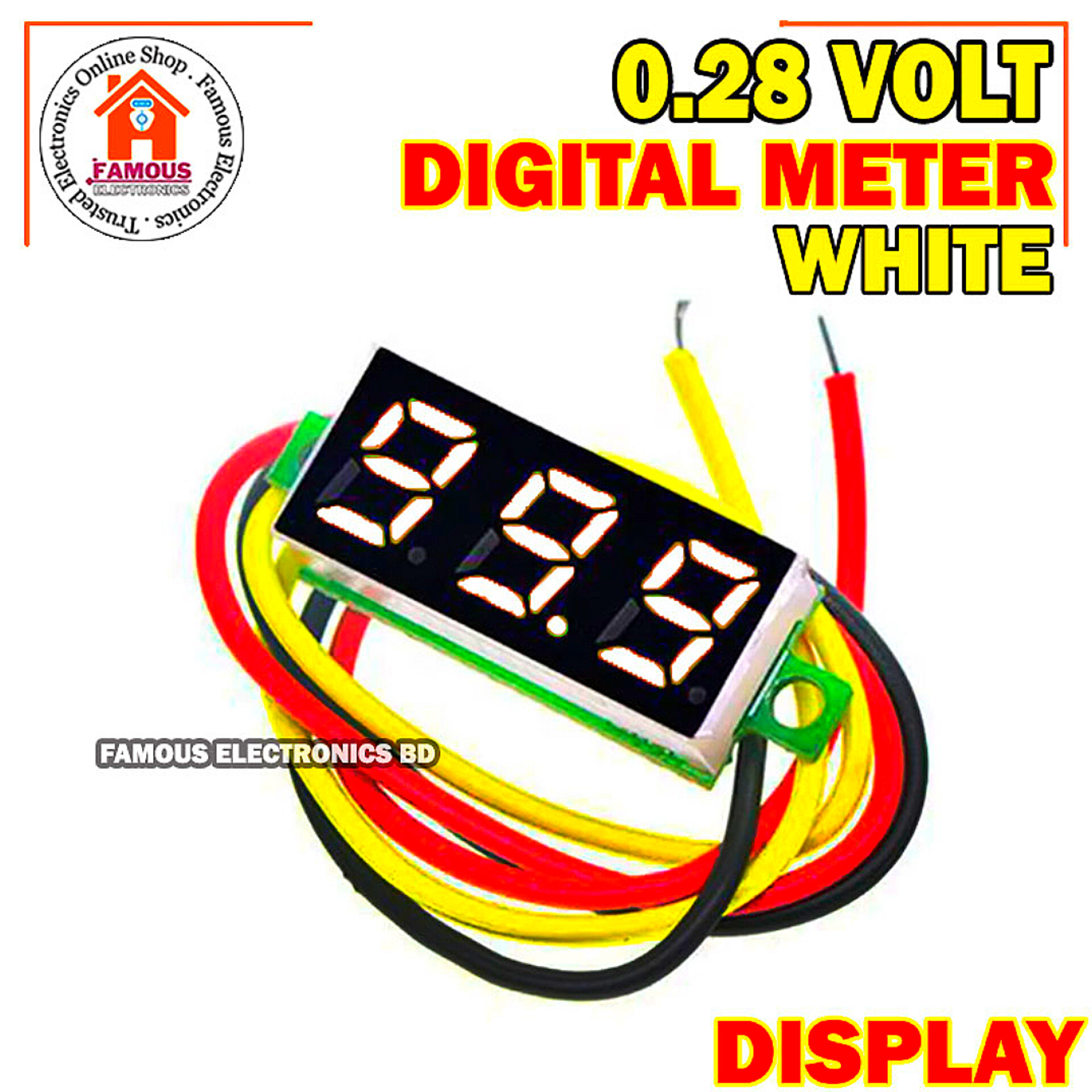 LED Display Mini 0.28 inch DC 0 -100V Digital Voltmeter 100V Volt Panel Indicator Monitor Voltage Meter-1PCS - Compact Digital Voltmeter -White_img_2