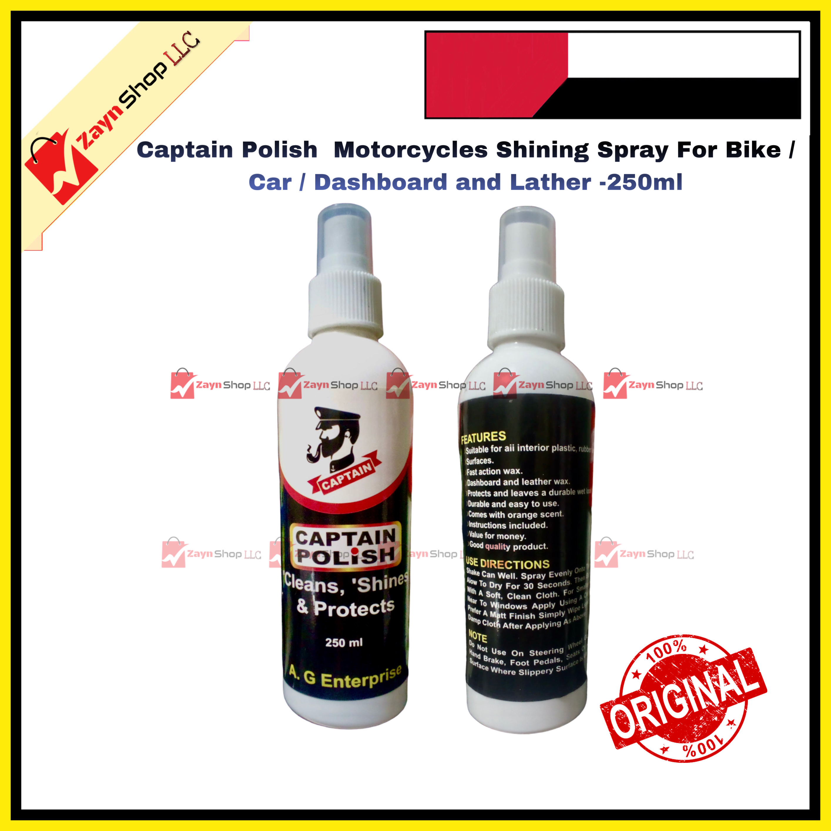 Captain Polish Motorcycles Shining Spray For Bike / Car / Dashboard and Lather -250ml_img_0