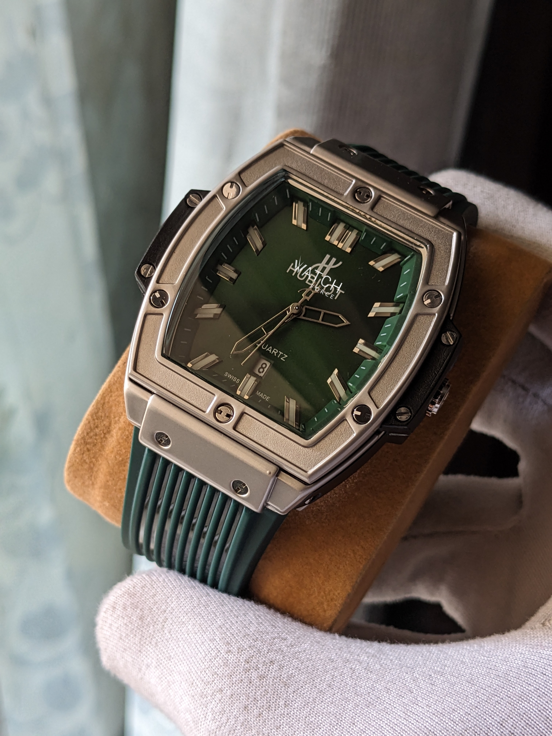 Hublot Green Square Quartz Watch