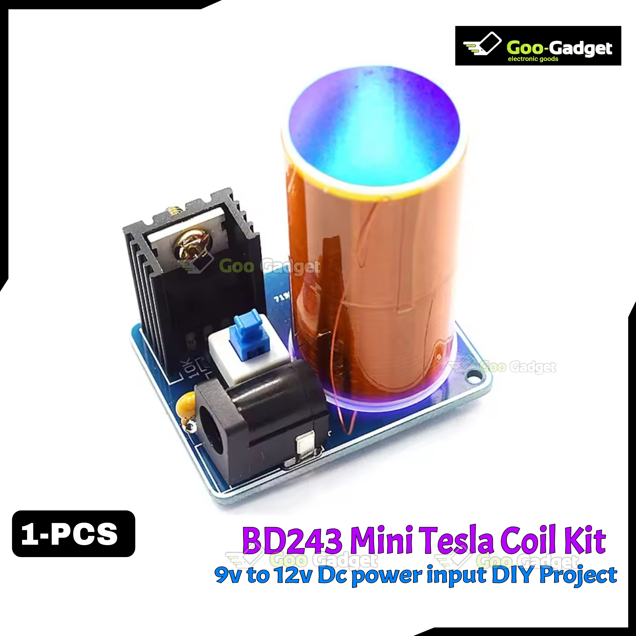 BD243 Mini Tesla Coil Kit – DIY Magic Props & Electronics Experiment Kit