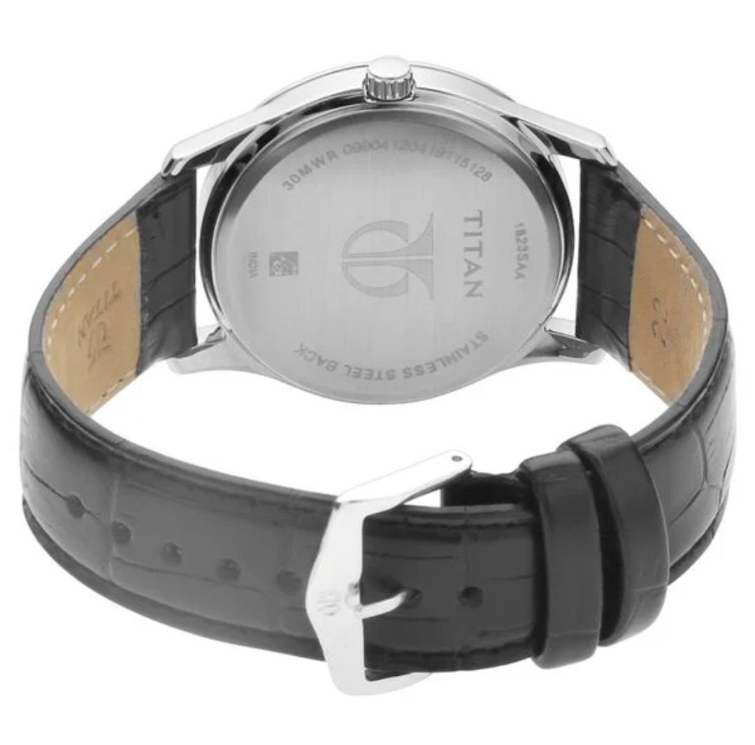 Titan NS1823SL01 Gents Belt Watch- Blue Dial- Silver Bezel- Black Belt- TF Code TT776BM_img_4