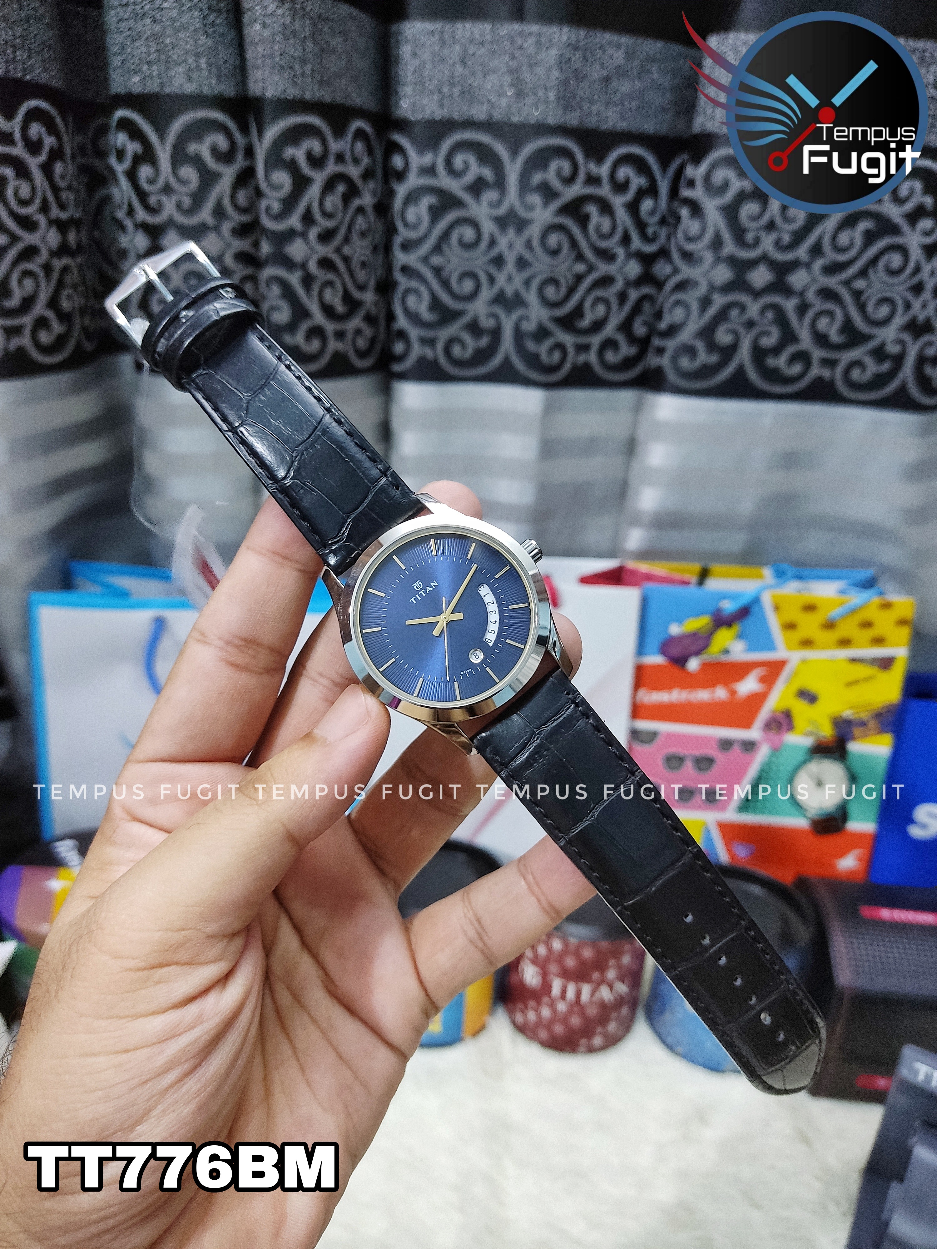 Titan NS1823SL01 Gents Belt Watch- Blue Dial- Silver Bezel- Black Belt- TF Code TT776BM_img_5