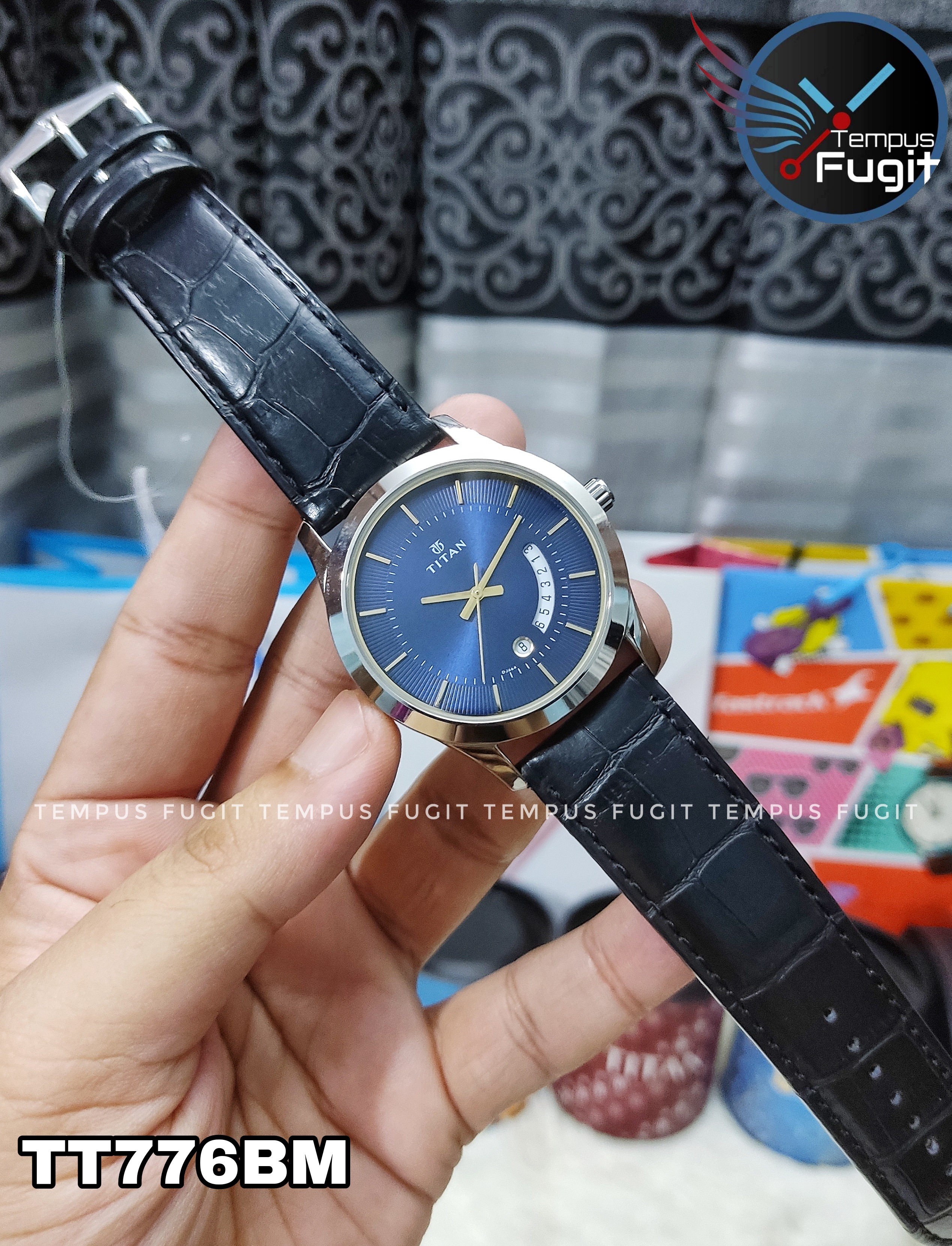 Titan NS1823SL01 Gents Belt Watch- Blue Dial- Silver Bezel- Black Belt- TF Code TT776BM_img_6