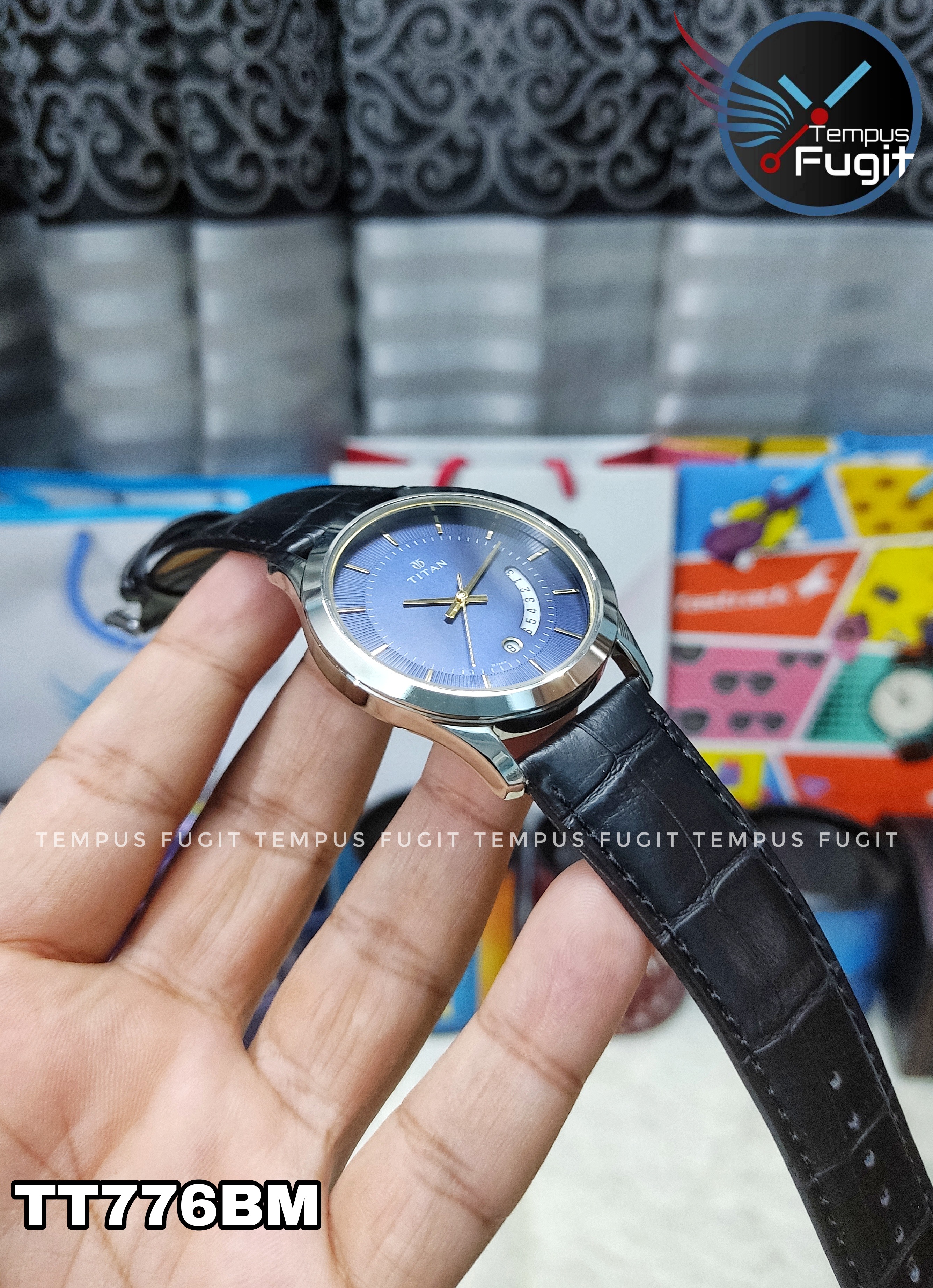 Titan NS1823SL01 Gents Belt Watch- Blue Dial- Silver Bezel- Black Belt- TF Code TT776BM_img_7