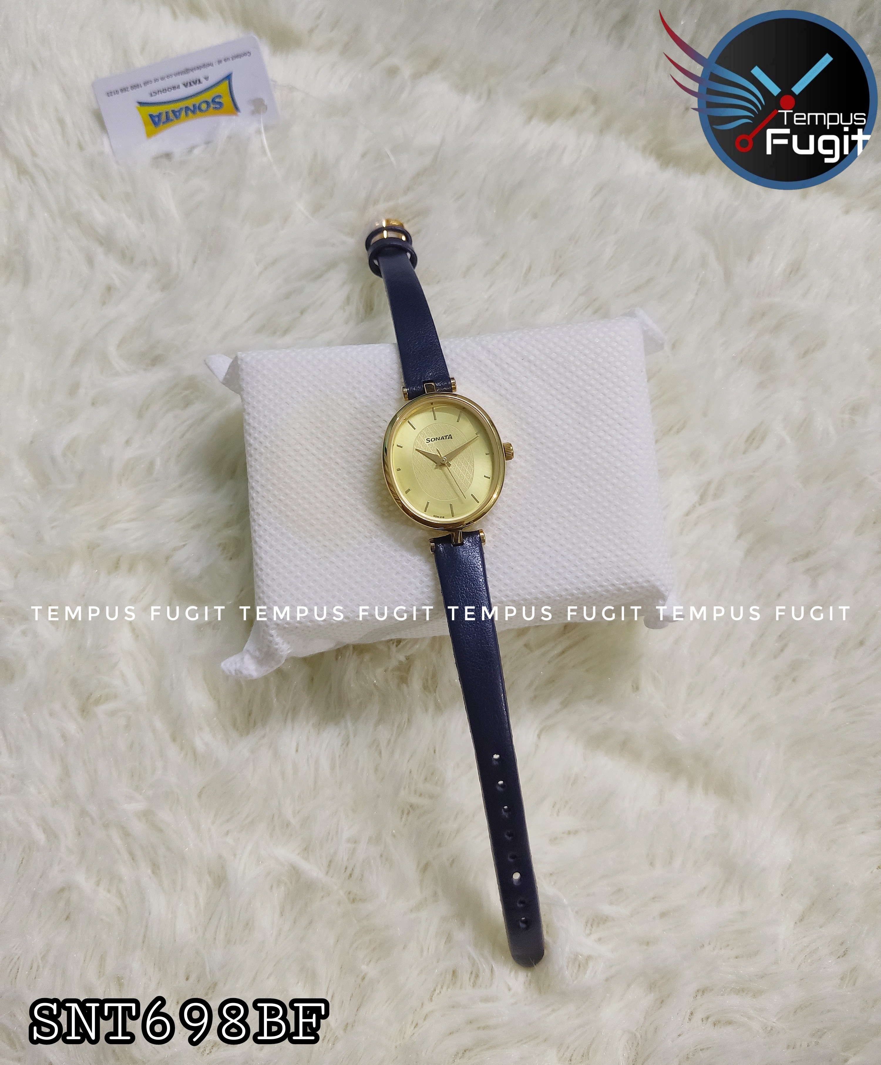 Sonata 8181yl01 Ladies Belt Watch- Golden Dial- Golden Bezel- Blue Belt- TF Code SNT691BF_img_4