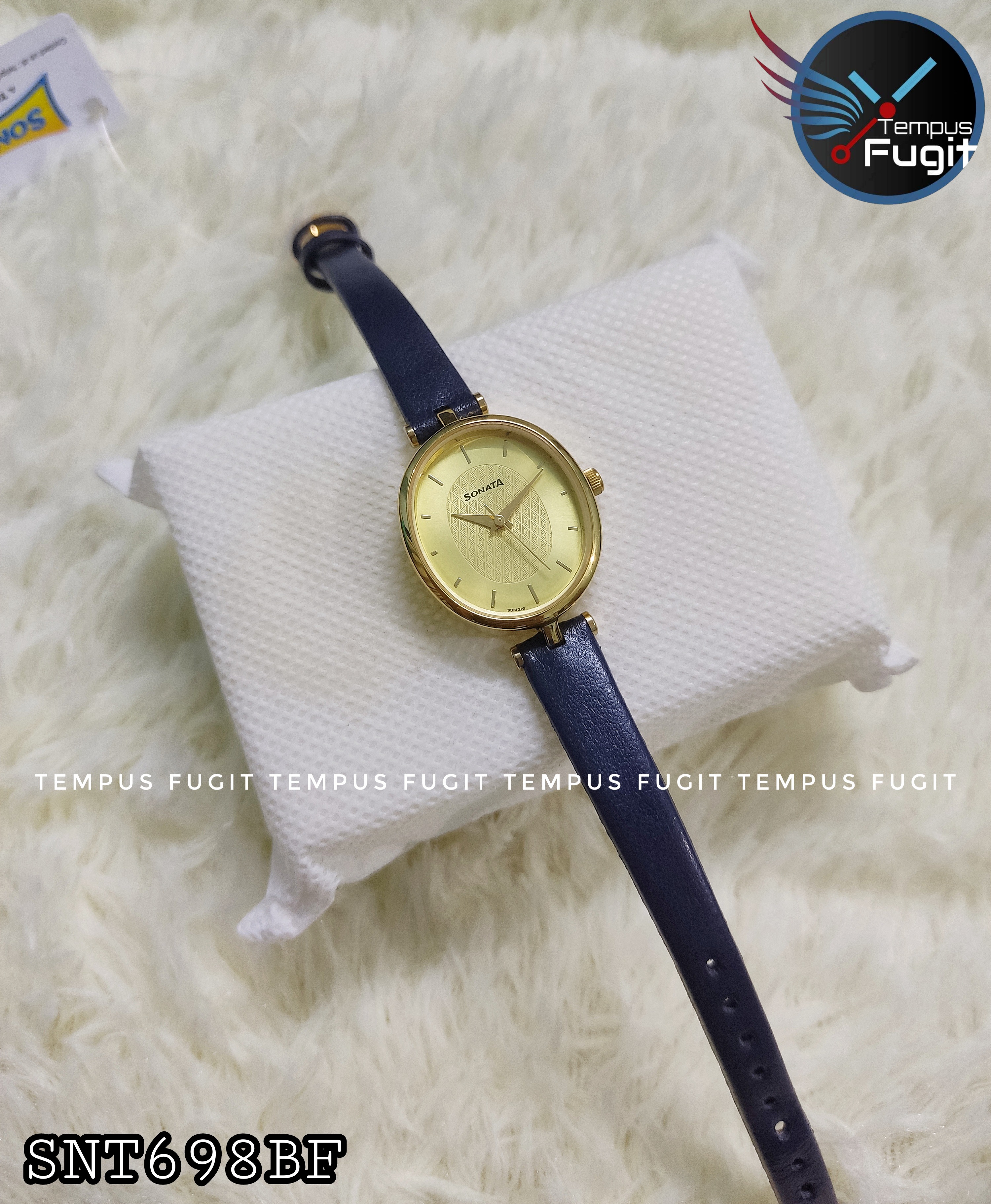 Sonata 8181yl01 Ladies Belt Watch- Golden Dial- Golden Bezel- Blue Belt- TF Code SNT691BF_img_5