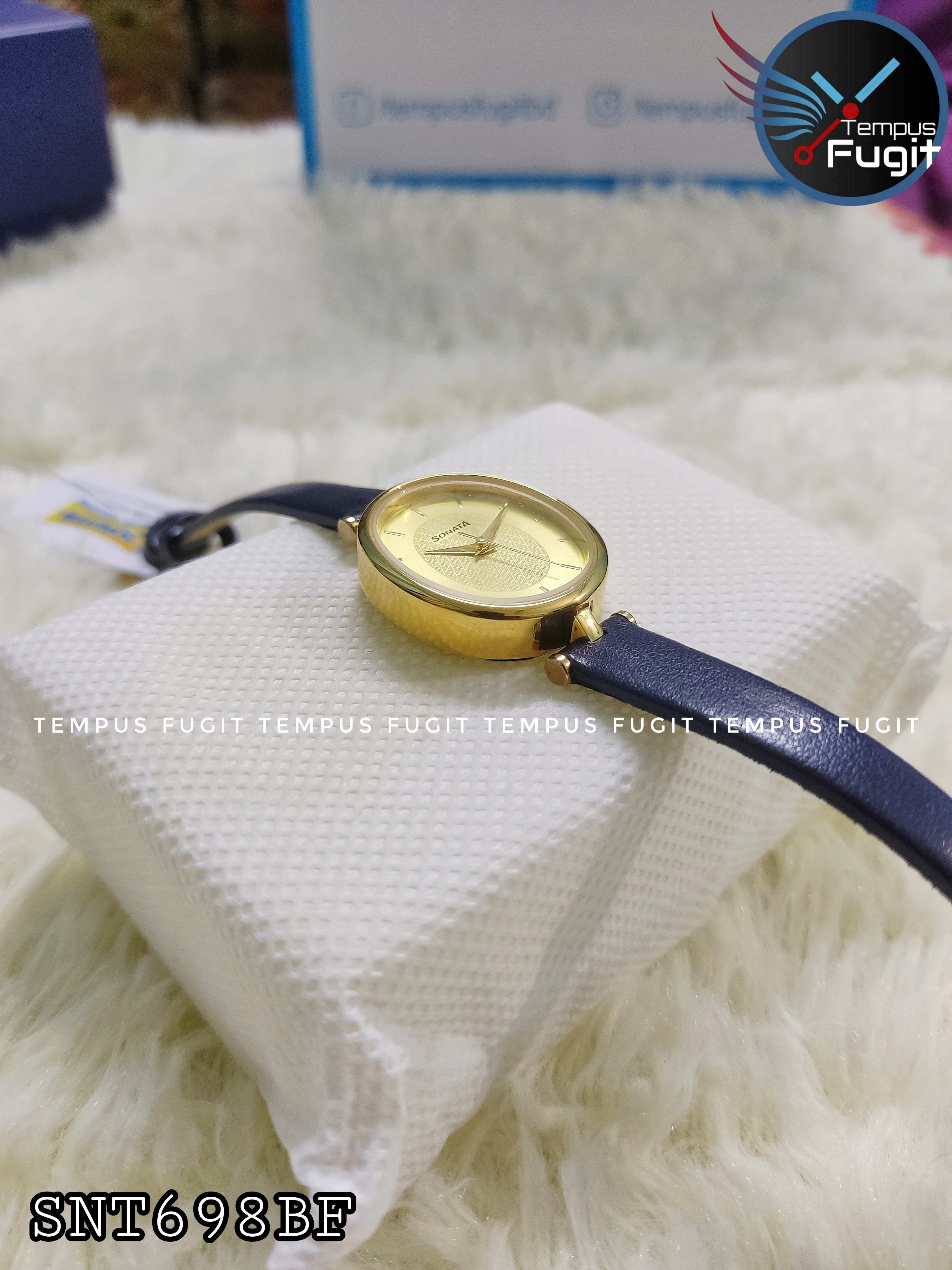 Sonata 8181yl01 Ladies Belt Watch- Golden Dial- Golden Bezel- Blue Belt- TF Code SNT691BF_img_6