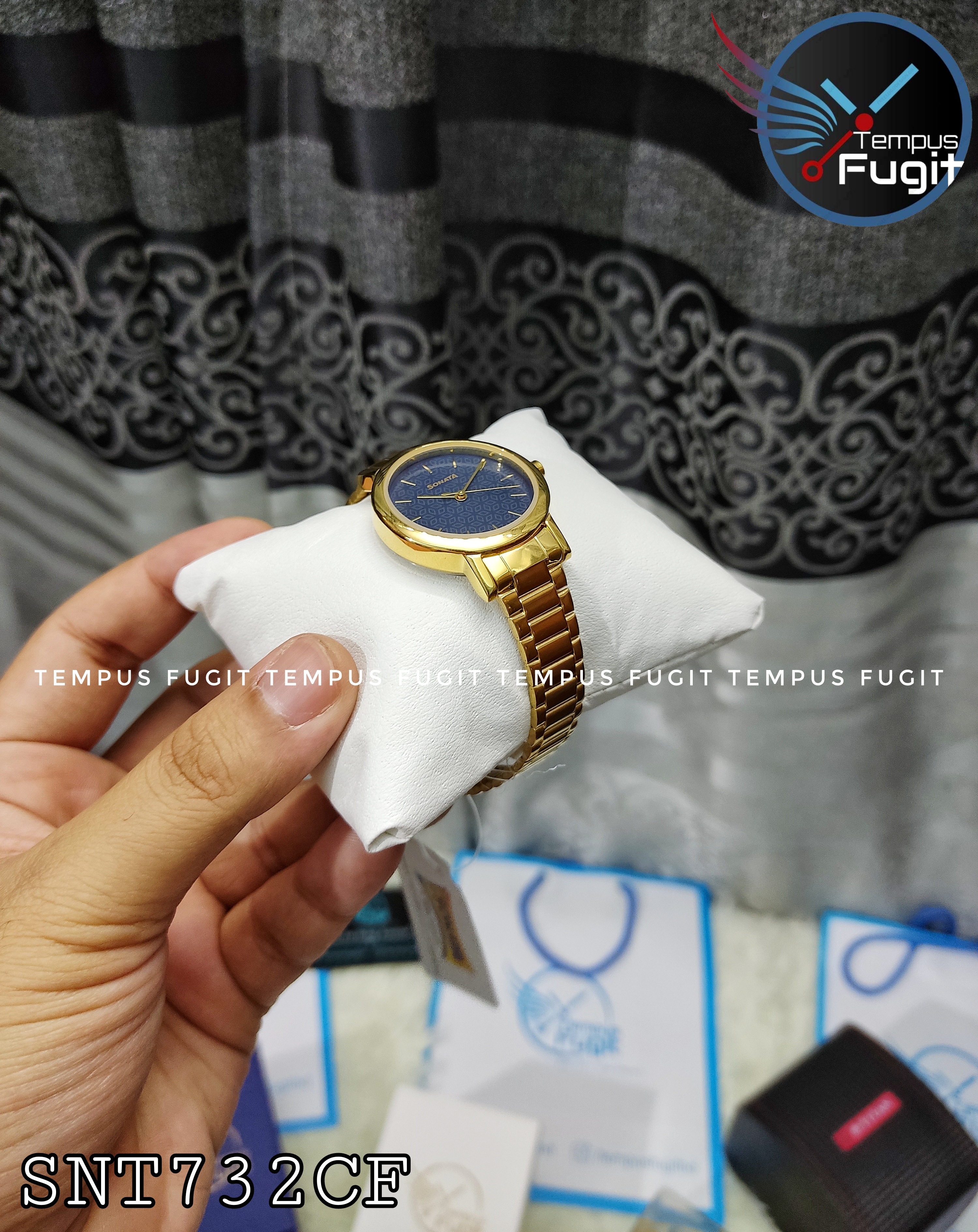 Sonata NS8174YM04 Ladies Chain Watch- Essential Blue Dial- Golden Bezel- Golden Chain- TF Code SNT732CF_img_7