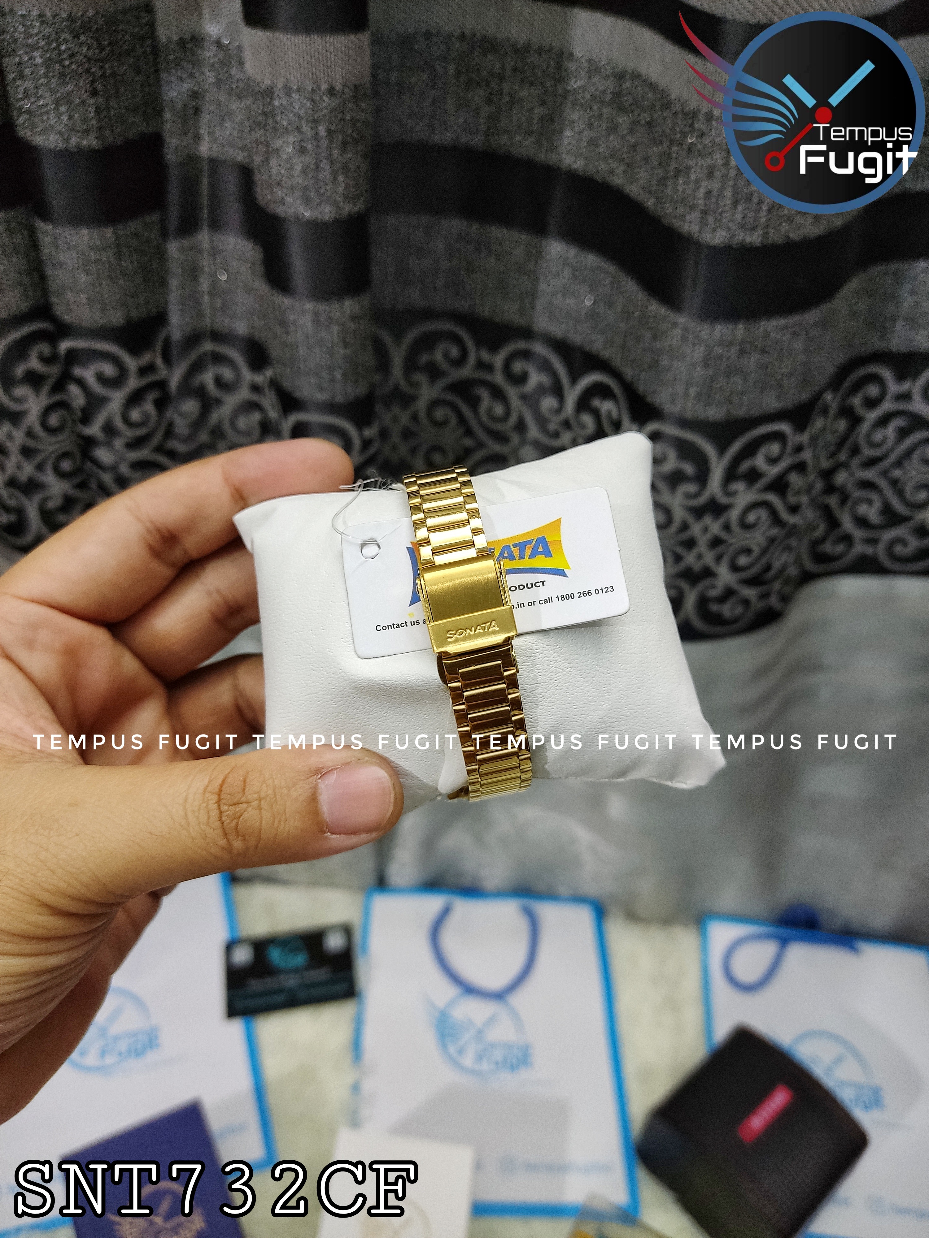 Sonata NS8174YM04 Ladies Chain Watch- Essential Blue Dial- Golden Bezel- Golden Chain- TF Code SNT732CF_img_8