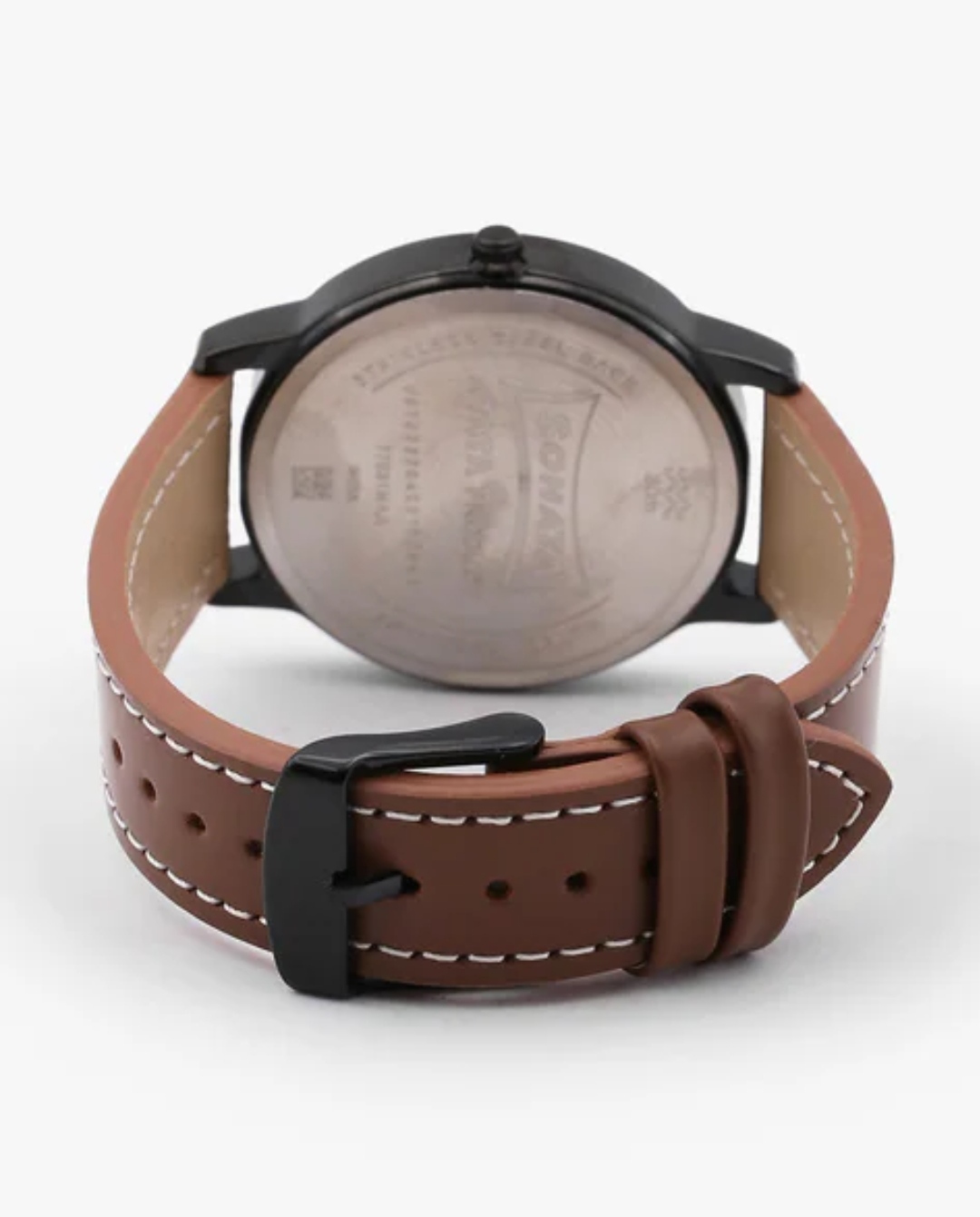 Sonata NP77031NL04 Gents Belt Watch- Black Dial- Black Bezel- Brown Belt- TF Code SNT779BM_img_2