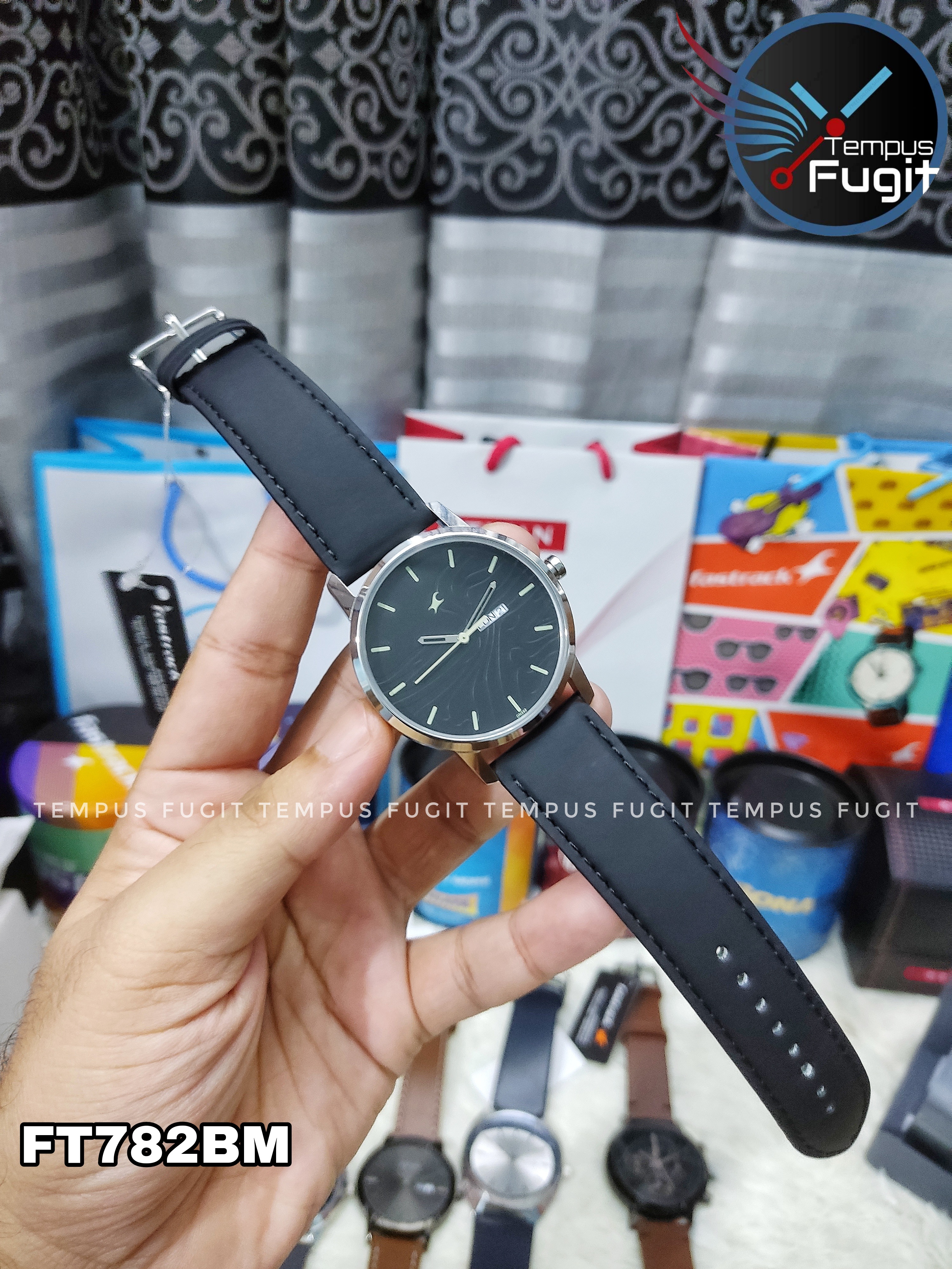 Fastrack 3295SL01 Gents Belt Watch- Black Dial- Silver Bezel- Black Belt- TF Code FT782BM_img_5