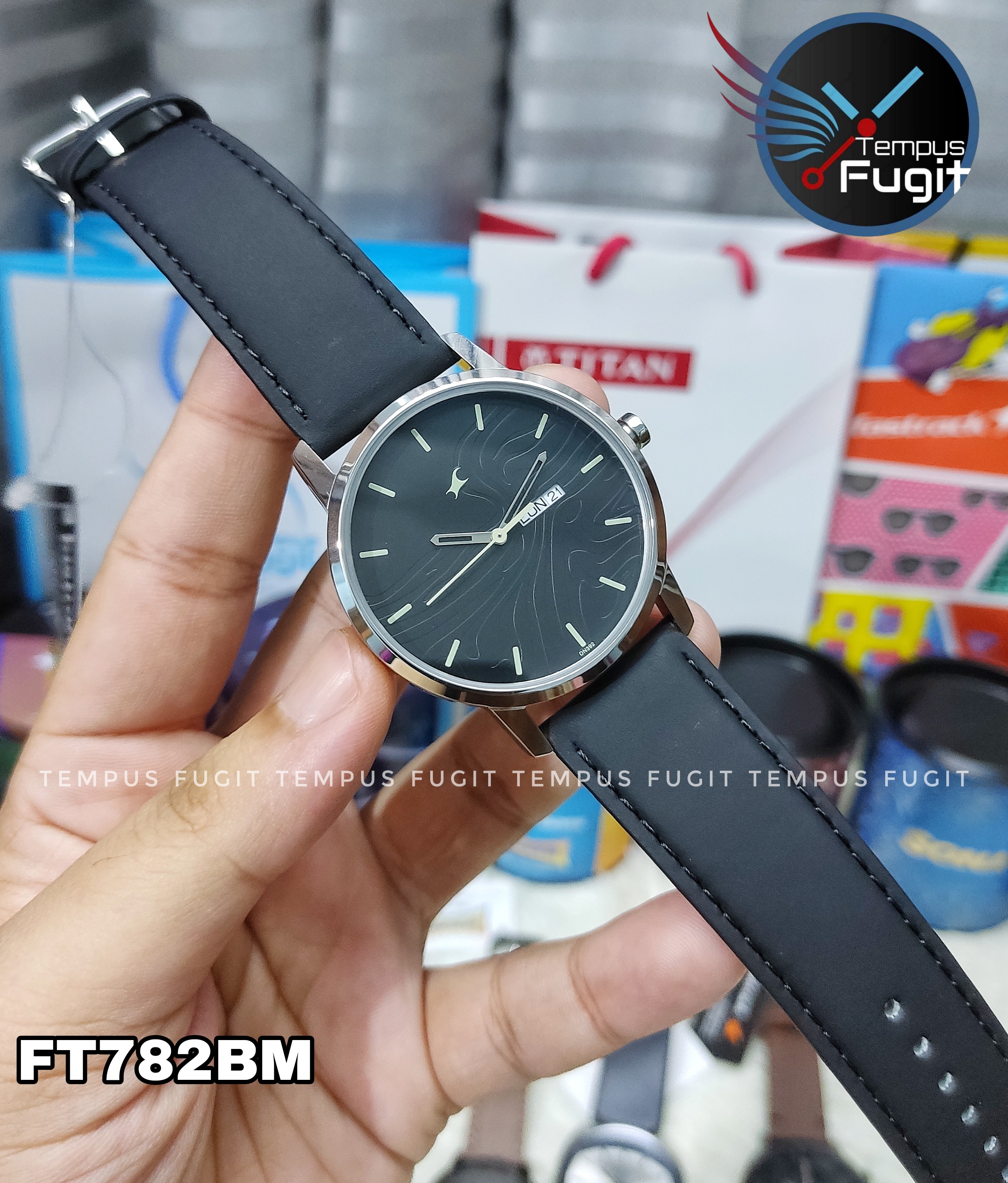 Fastrack 3295SL01 Gents Belt Watch- Black Dial- Silver Bezel- Black Belt- TF Code FT782BM_img_6