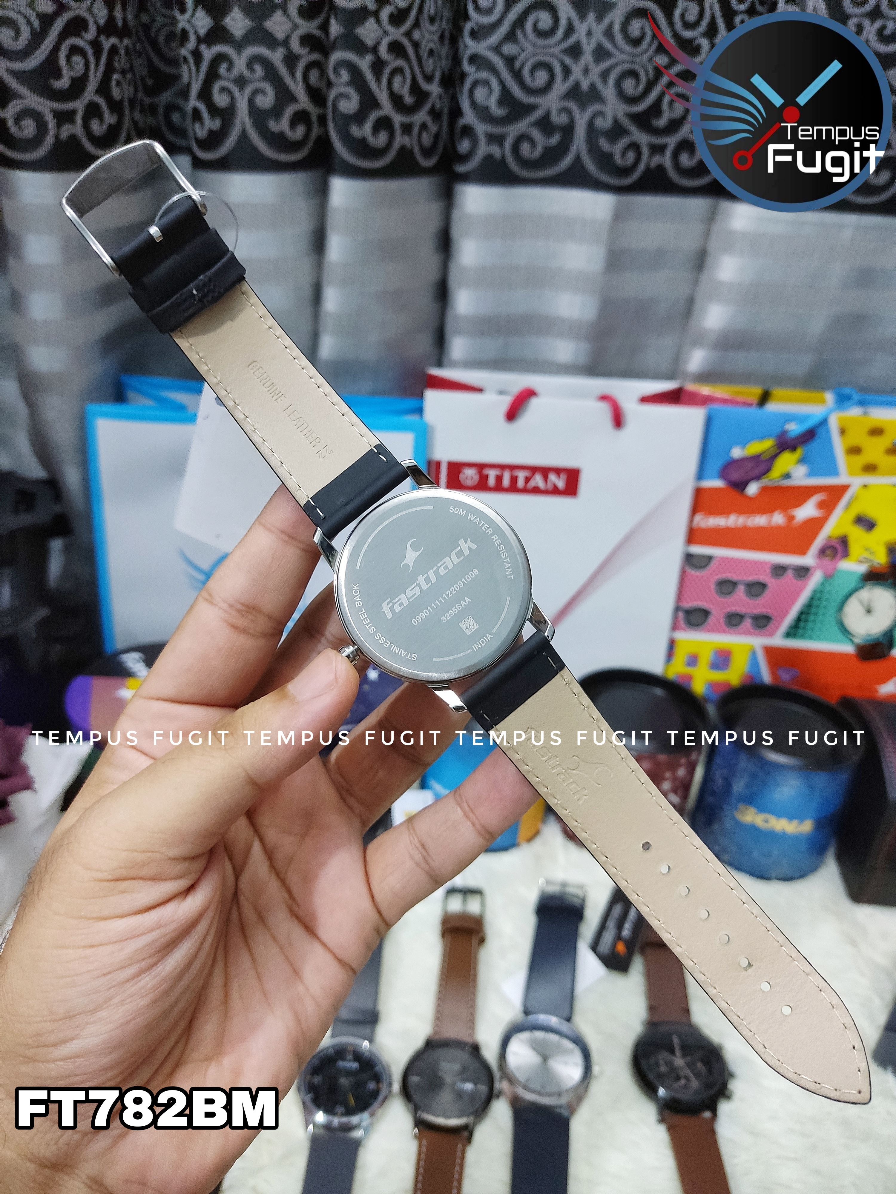 Fastrack 3295SL01 Gents Belt Watch- Black Dial- Silver Bezel- Black Belt- TF Code FT782BM_img_8