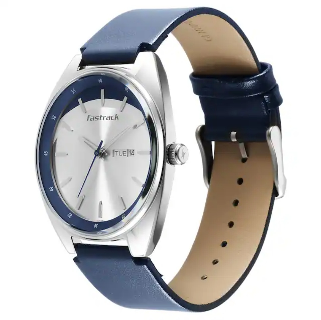 Fastrack 3292SL01 Gents Belt Watch- Silver+Blue Dial- Silver Bezel- Blue Belt- TF Code FT799BM_img_2