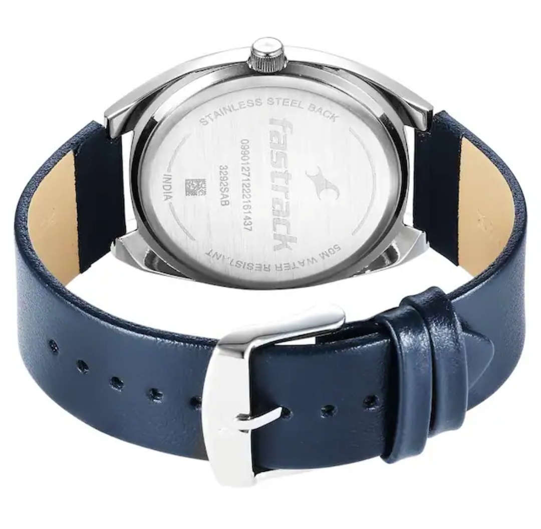 Fastrack 3292SL01 Gents Belt Watch- Silver+Blue Dial- Silver Bezel- Blue Belt- TF Code FT799BM_img_4