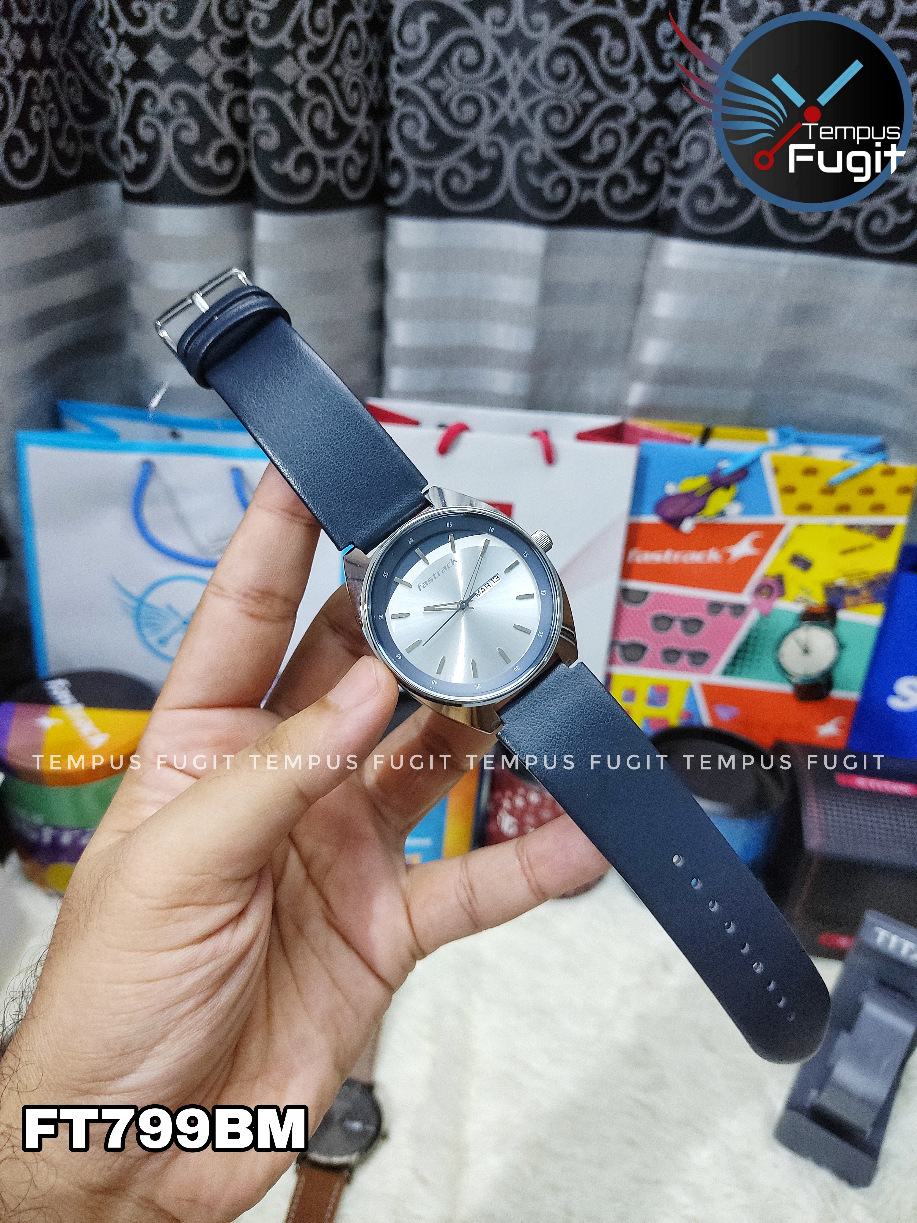 Fastrack 3292SL01 Gents Belt Watch- Silver+Blue Dial- Silver Bezel- Blue Belt- TF Code FT799BM_img_5