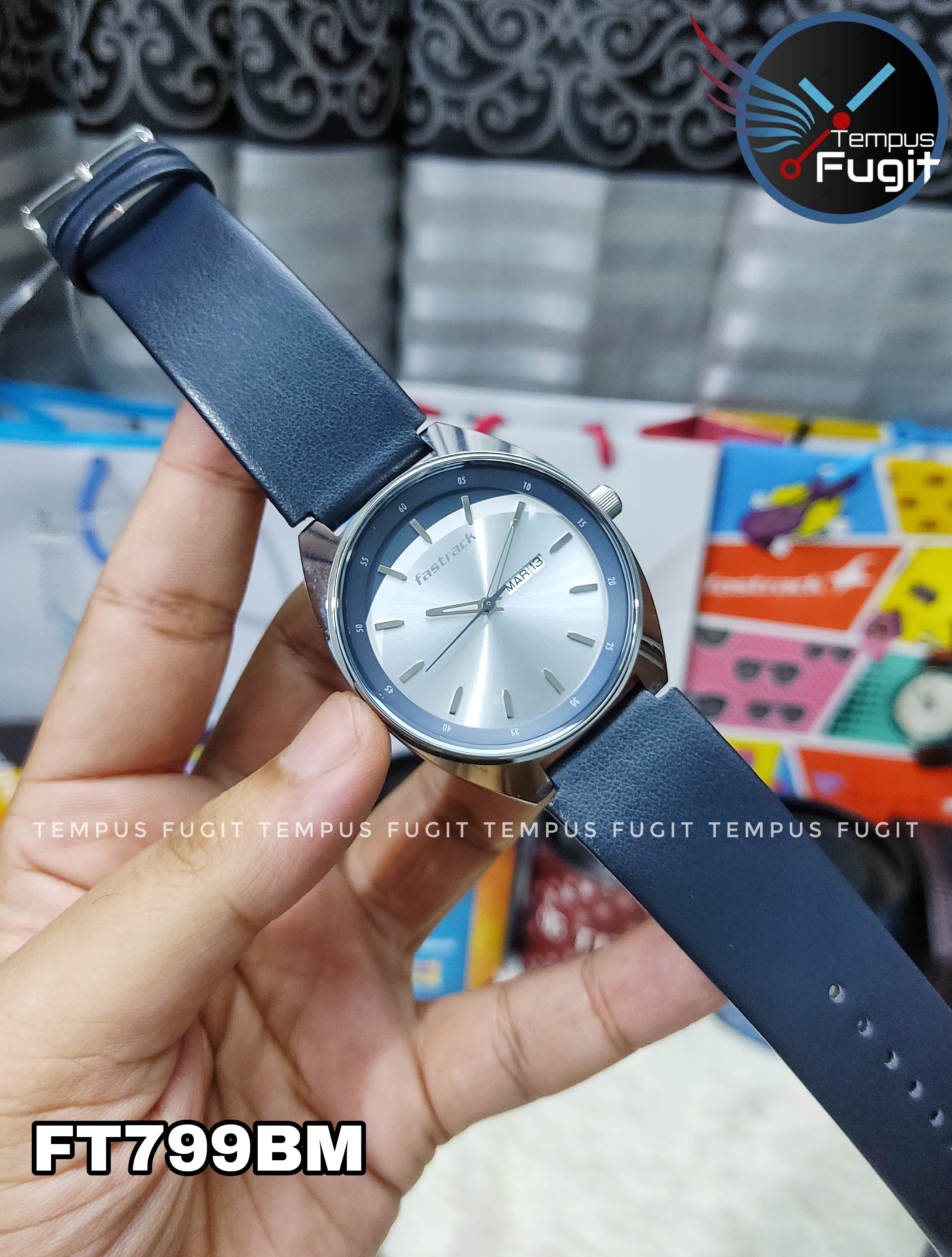Fastrack 3292SL01 Gents Belt Watch- Silver+Blue Dial- Silver Bezel- Blue Belt- TF Code FT799BM_img_6