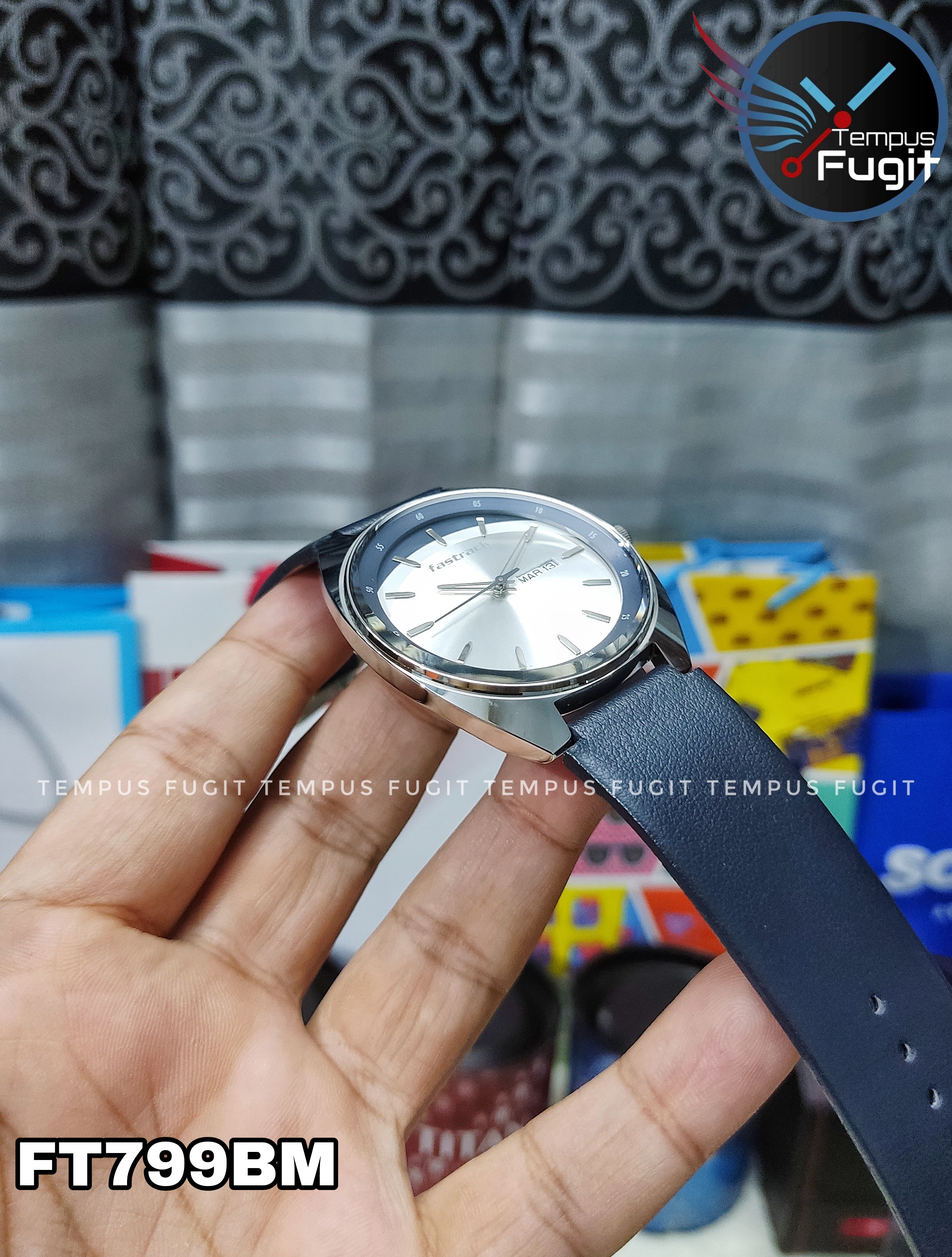 Fastrack 3292SL01 Gents Belt Watch- Silver+Blue Dial- Silver Bezel- Blue Belt- TF Code FT799BM_img_7