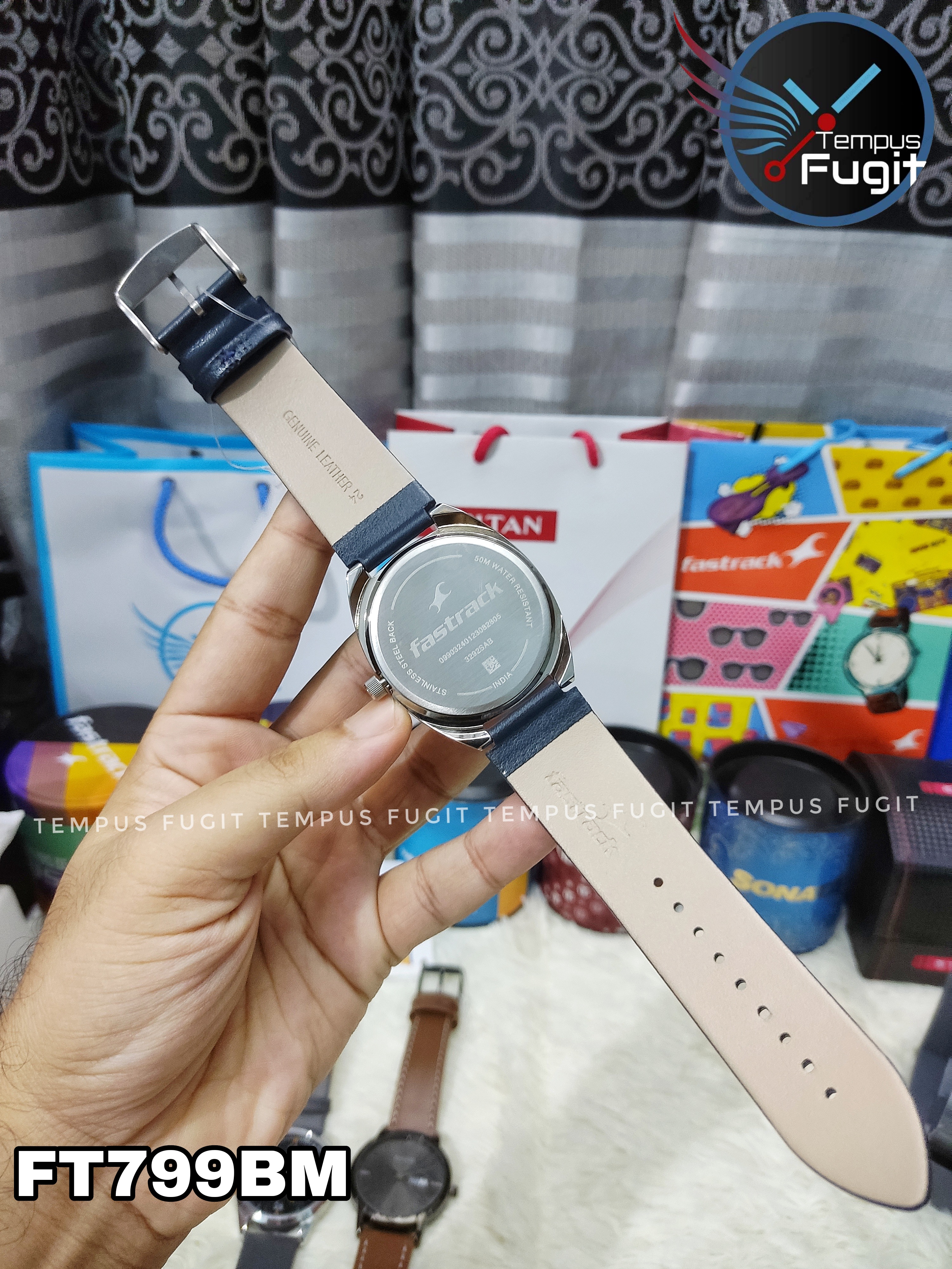 Fastrack 3292SL01 Gents Belt Watch- Silver+Blue Dial- Silver Bezel- Blue Belt- TF Code FT799BM_img_9