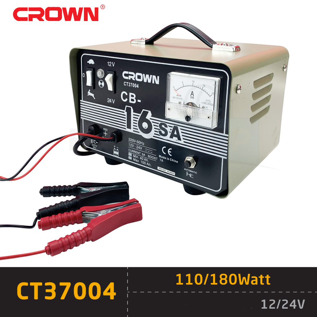 CROWN CT37004 Battery Charger, 12/24V, 110-180W,  Battery Charging Capacity 40-100Ah; Model  - CT37004