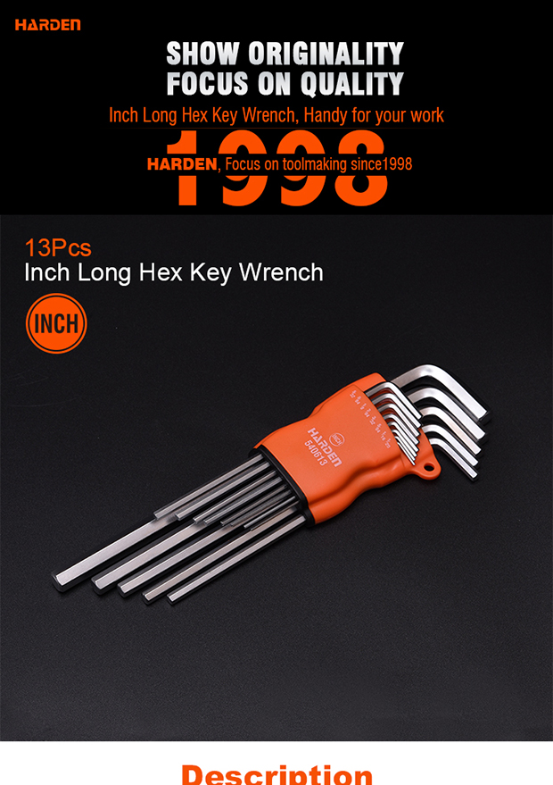 Harden 13Pcs Inch Long Hex Key Wrench Heavy Duty Tools Heat Treat Cr-v 540613_img_4