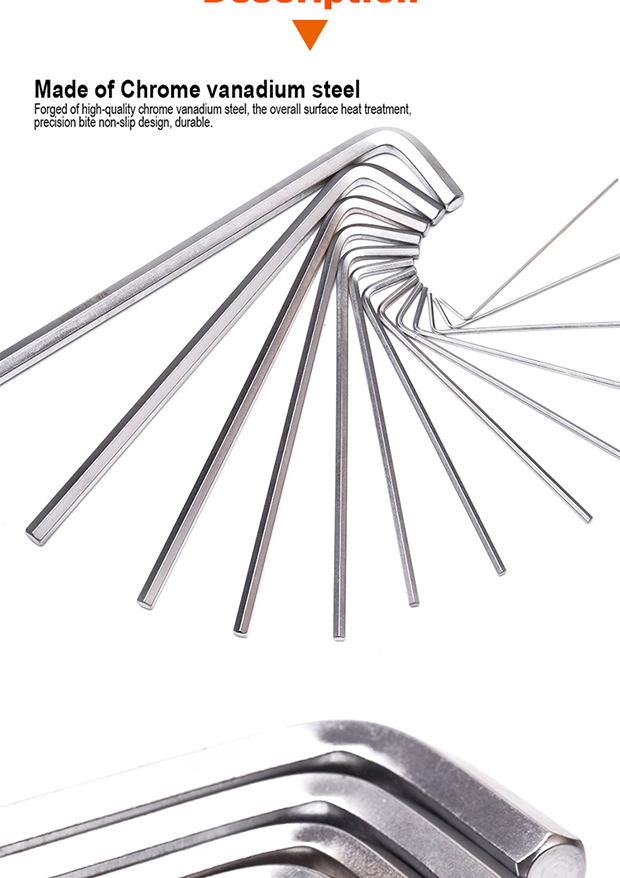 Harden 13Pcs Inch Long Hex Key Wrench Heavy Duty Tools Heat Treat Cr-v 540613_img_6