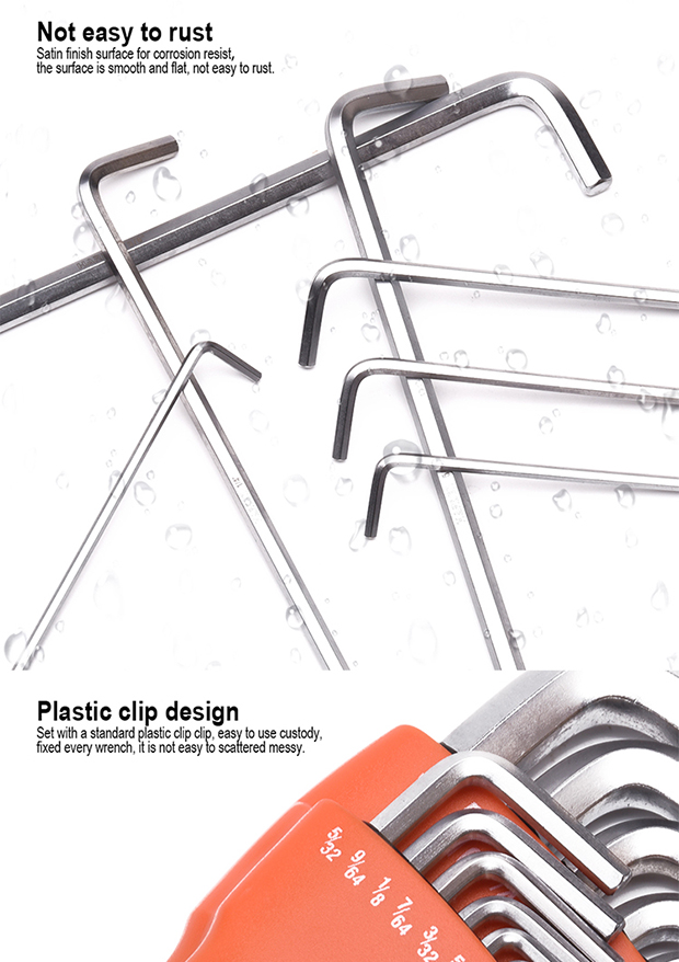 Harden 13Pcs Inch Long Hex Key Wrench Heavy Duty Tools Heat Treat Cr-v 540613_img_7