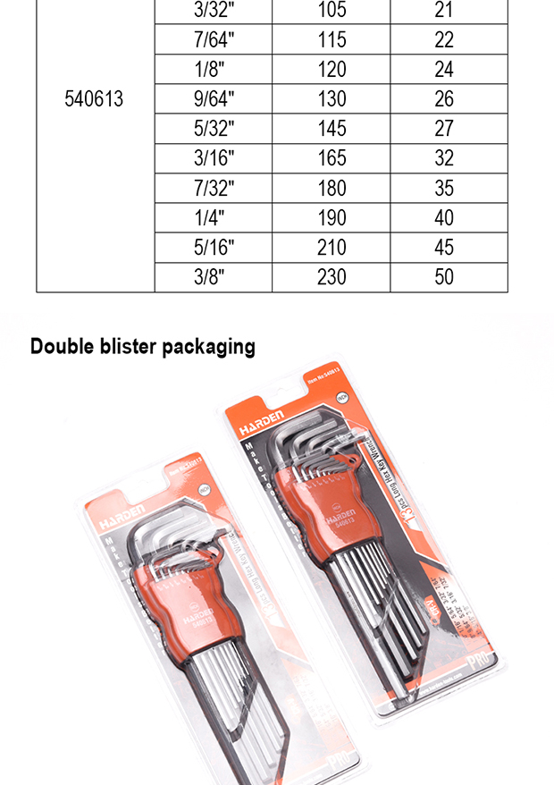 Harden 13Pcs Inch Long Hex Key Wrench Heavy Duty Tools Heat Treat Cr-v 540613_img_8