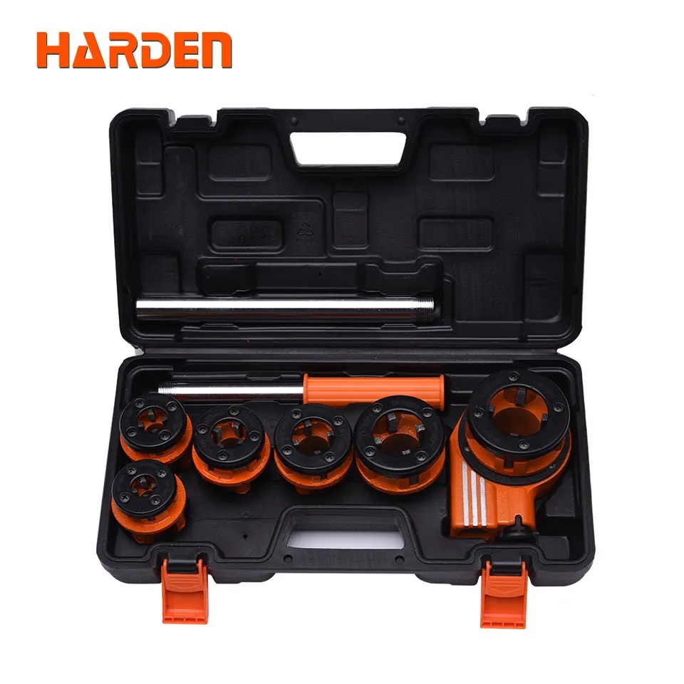 Harden 9Pcs Pipe Threading Set Manual Pipes Threading Tool with Plastic Box 600871