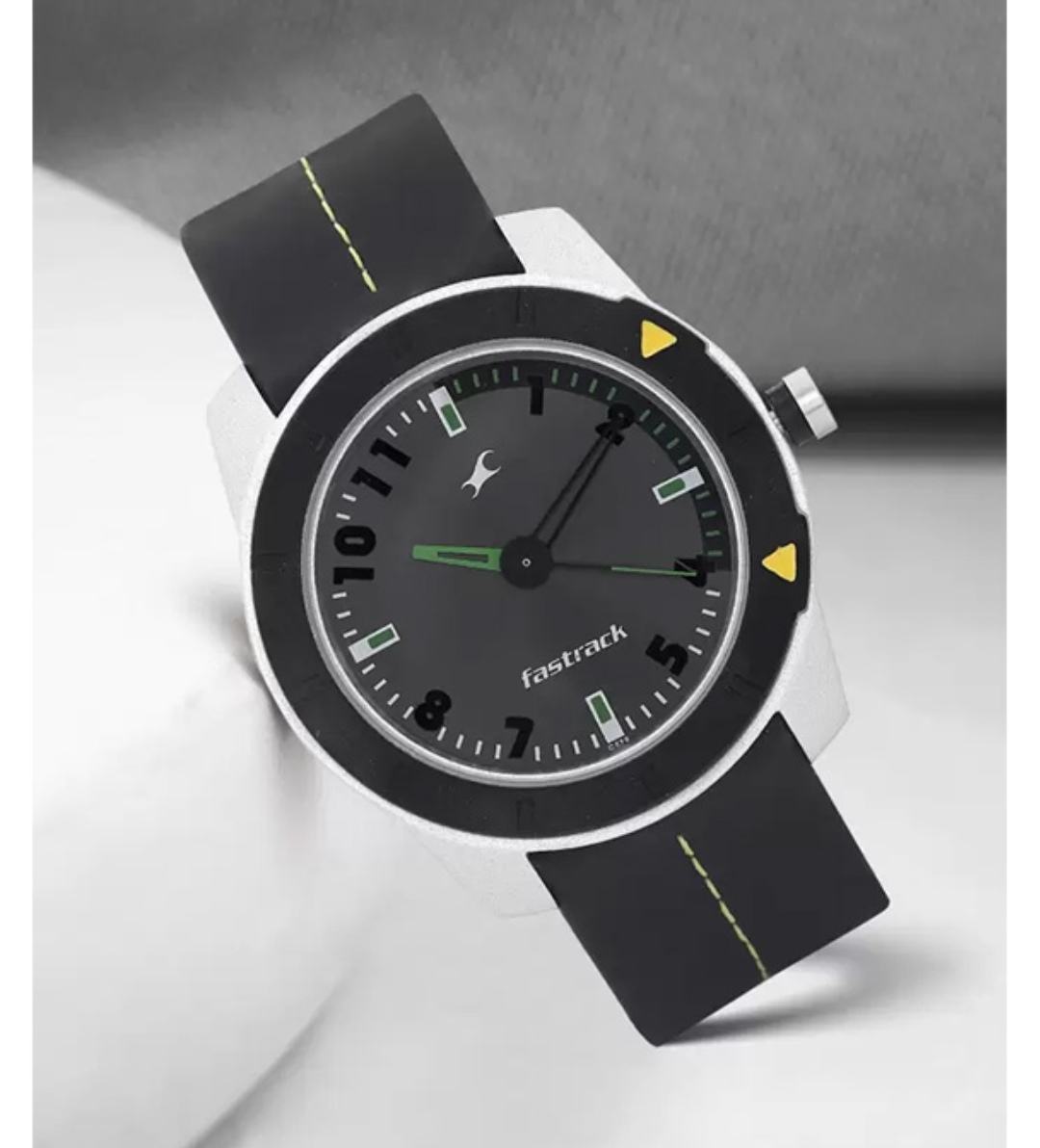 Fastrack 3015AL02 Gents Belt Watch- Grey Dial- Black+Silver Bezel- Black Belt- TF Code FT783BM_img_1