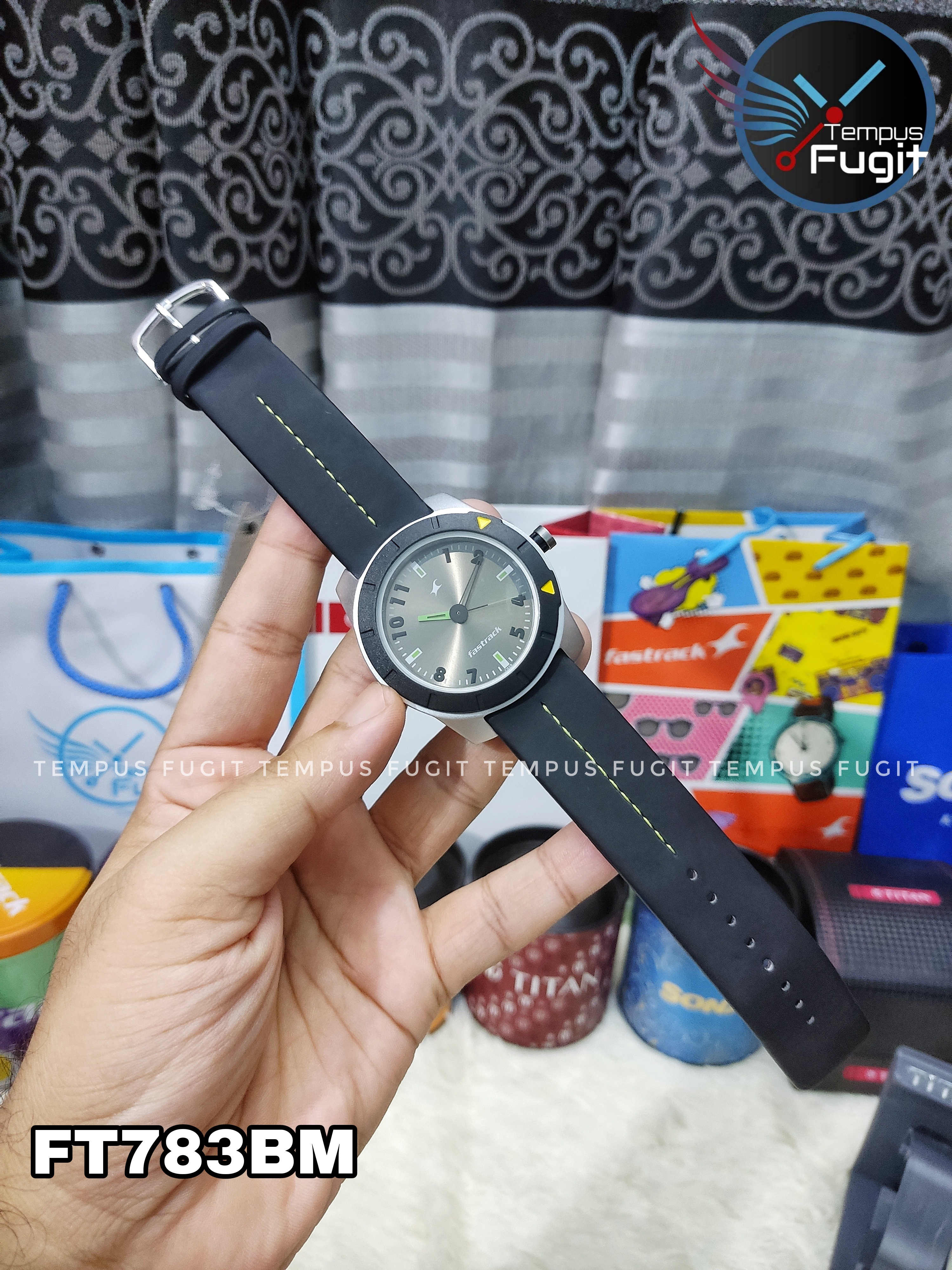 Fastrack 3015AL02 Gents Belt Watch- Grey Dial- Black+Silver Bezel- Black Belt- TF Code FT783BM_img_5