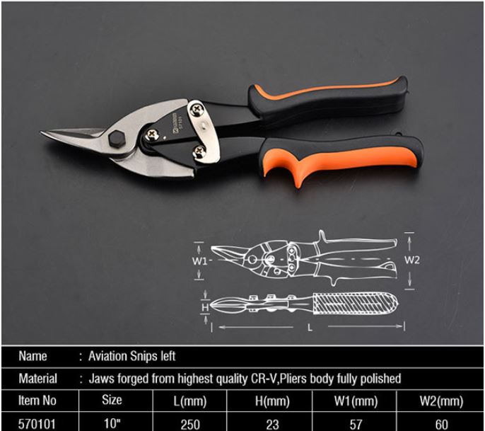 Harden 10" Aviation Snips Left Head ( Professional & Industrial ) Chrome Vanadium Left Aviation Tin Snip 570101_img_5