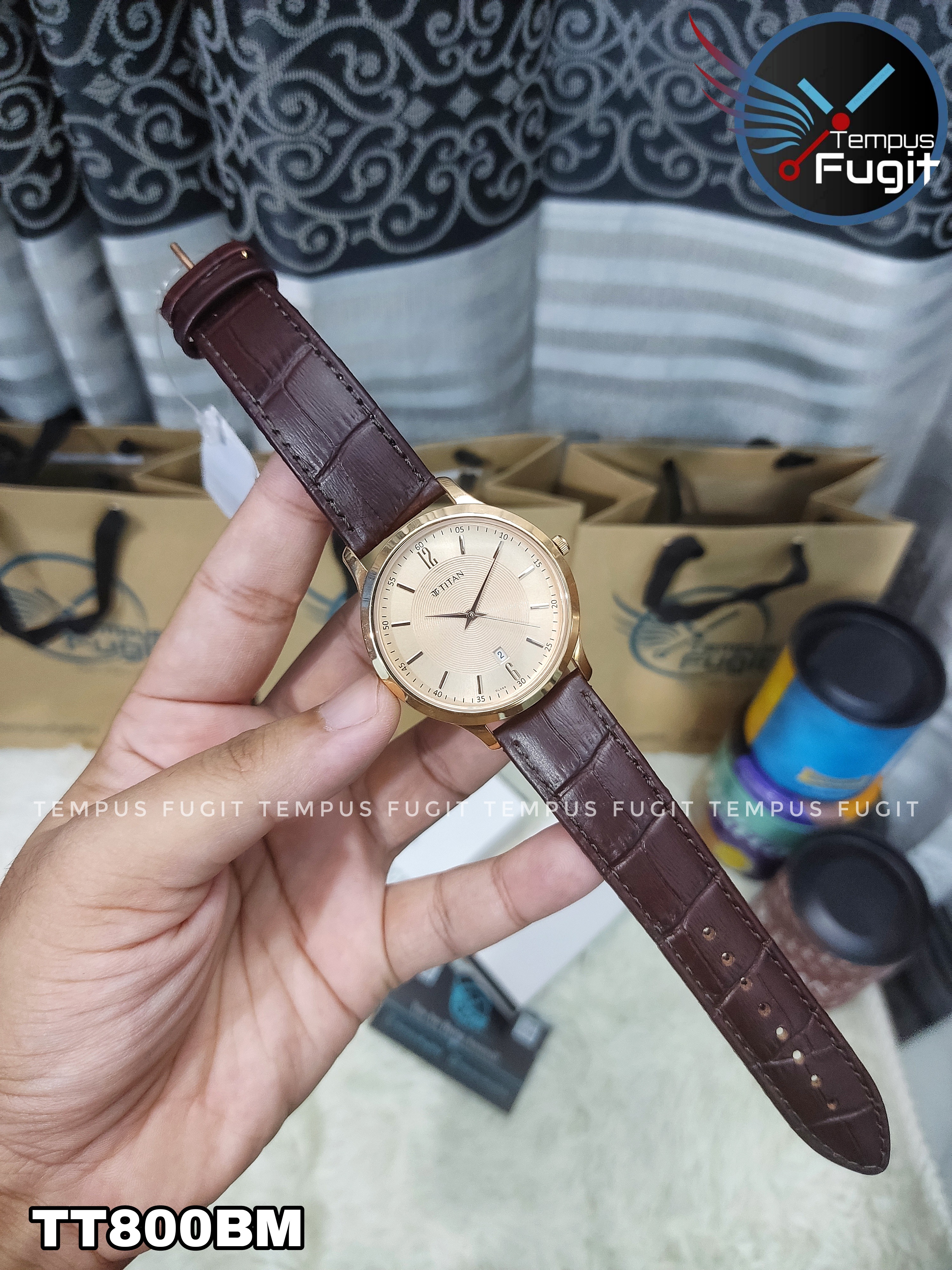 Titan NR1825WL02 Gents Belt Watch- Rose Golden Dial- Golden Bezel- Leather Color Belt- TF Code TT800BM_img_5