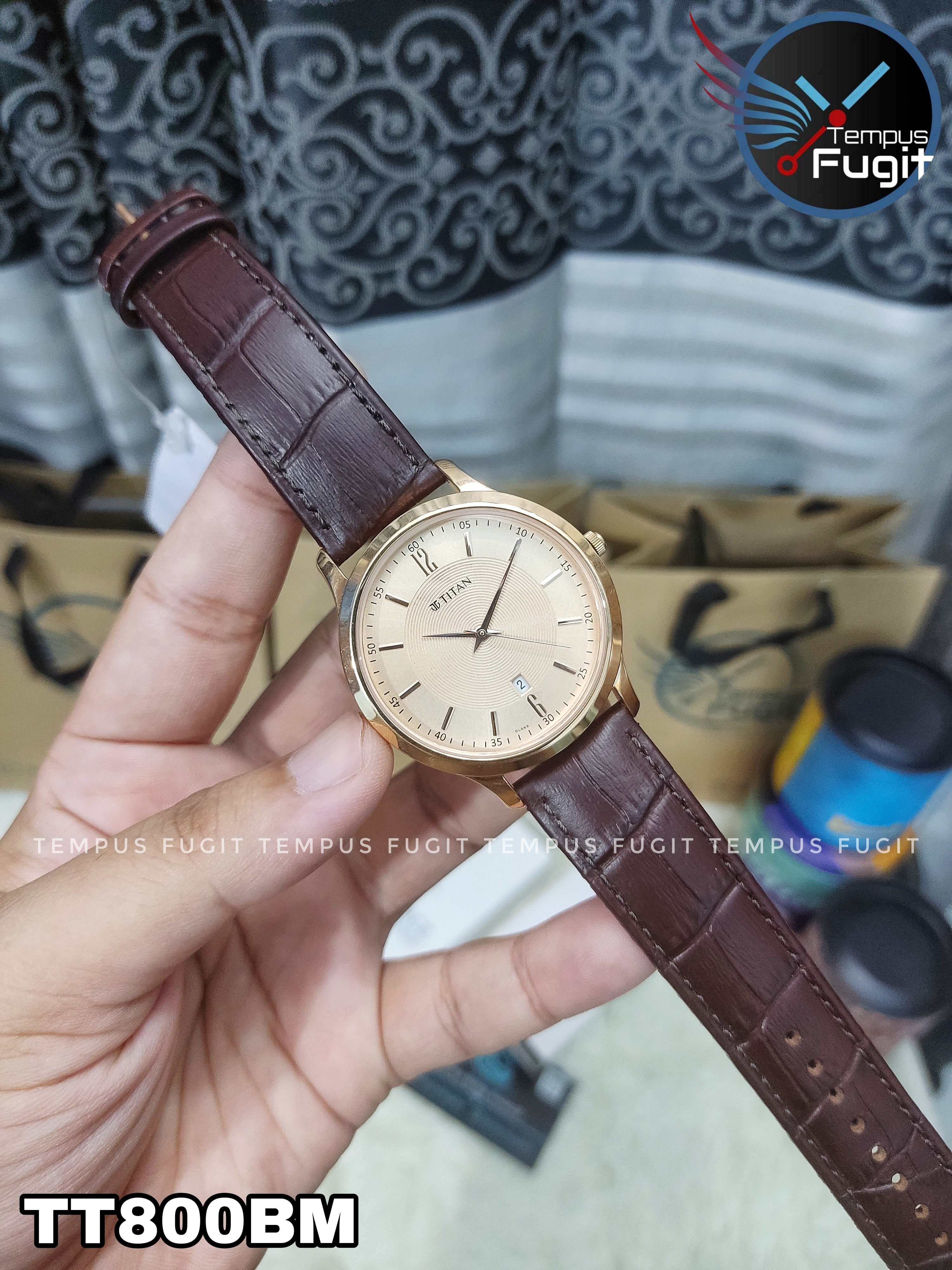 Titan NR1825WL02 Gents Belt Watch- Rose Golden Dial- Golden Bezel- Leather Color Belt- TF Code TT800BM_img_6