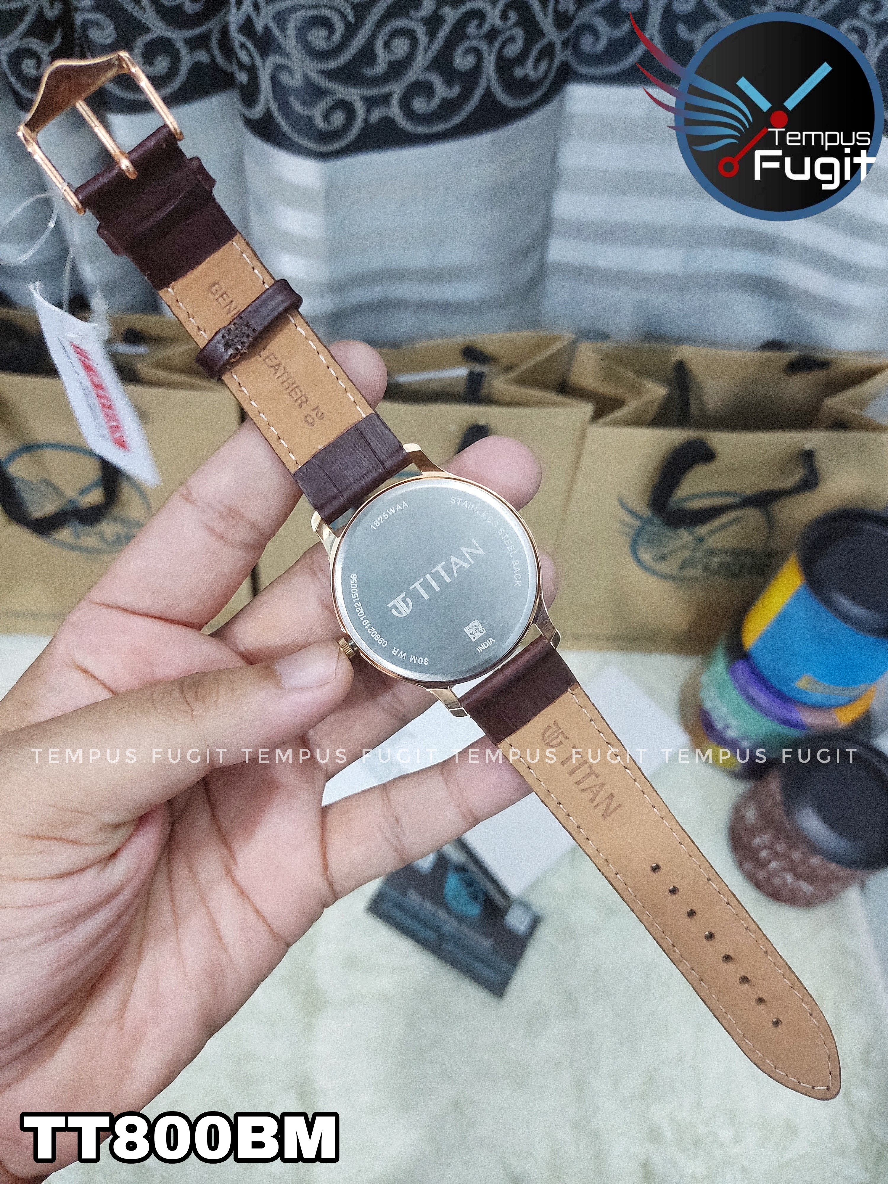 Titan NR1825WL02 Gents Belt Watch- Rose Golden Dial- Golden Bezel- Leather Color Belt- TF Code TT800BM_img_9