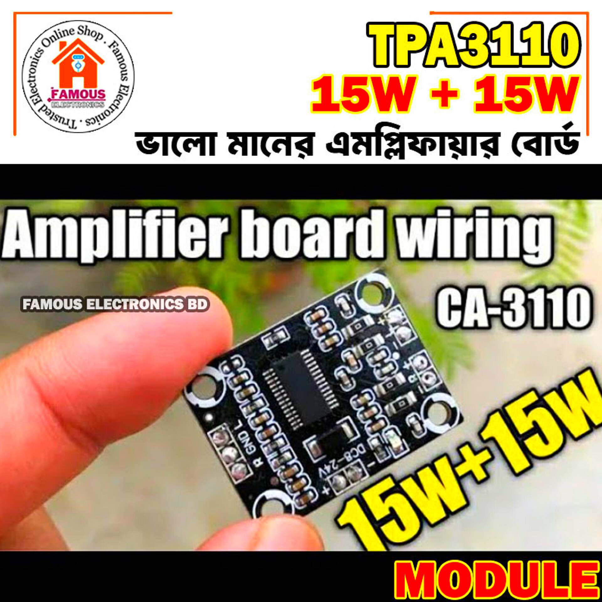 CA-3110 Digital Amplifier Audio Board 2x15W 8-18V Stereo Class D High Power TPA_img_1