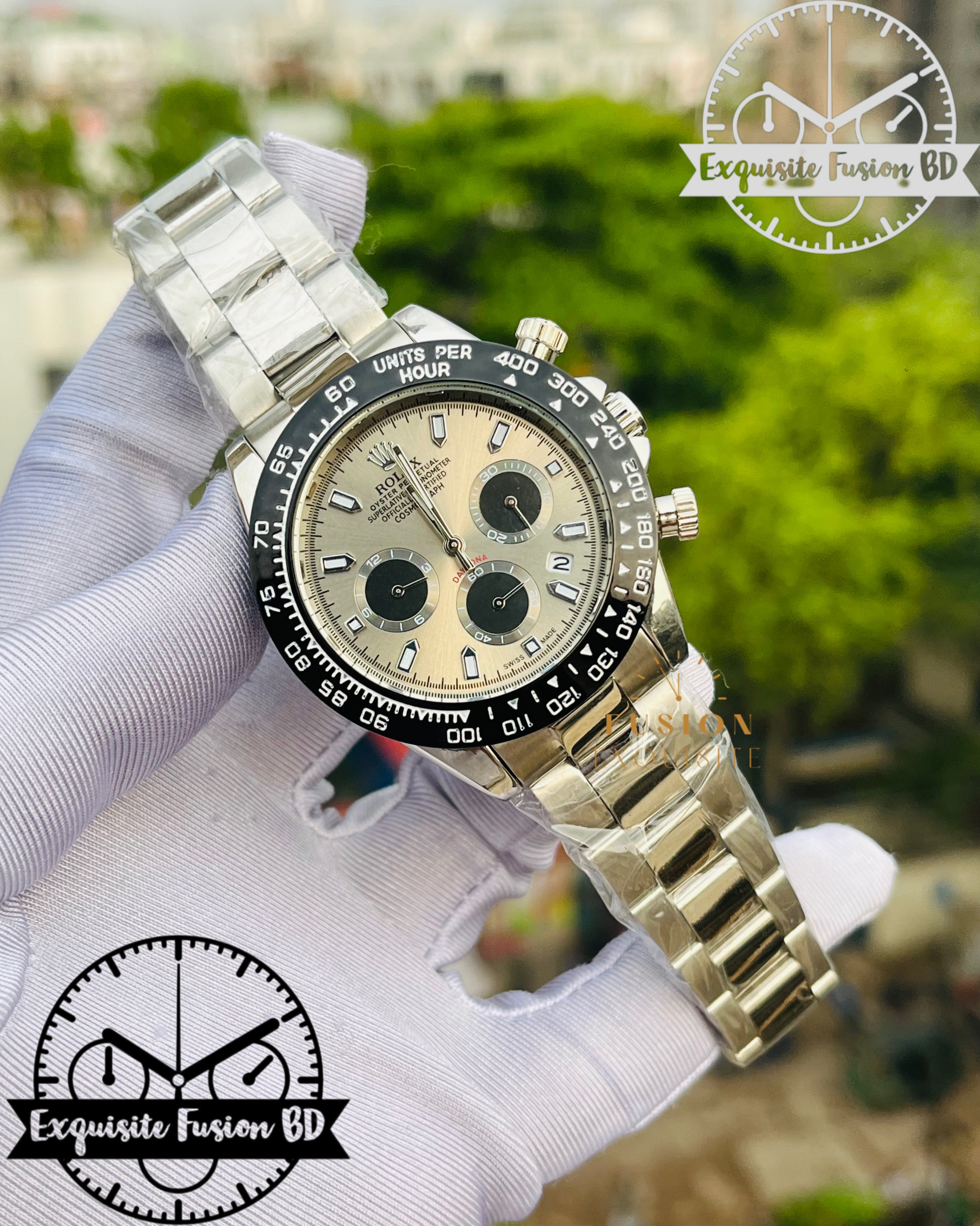 Rolex Daytona Silver Chronograph Watch (AA Grade)