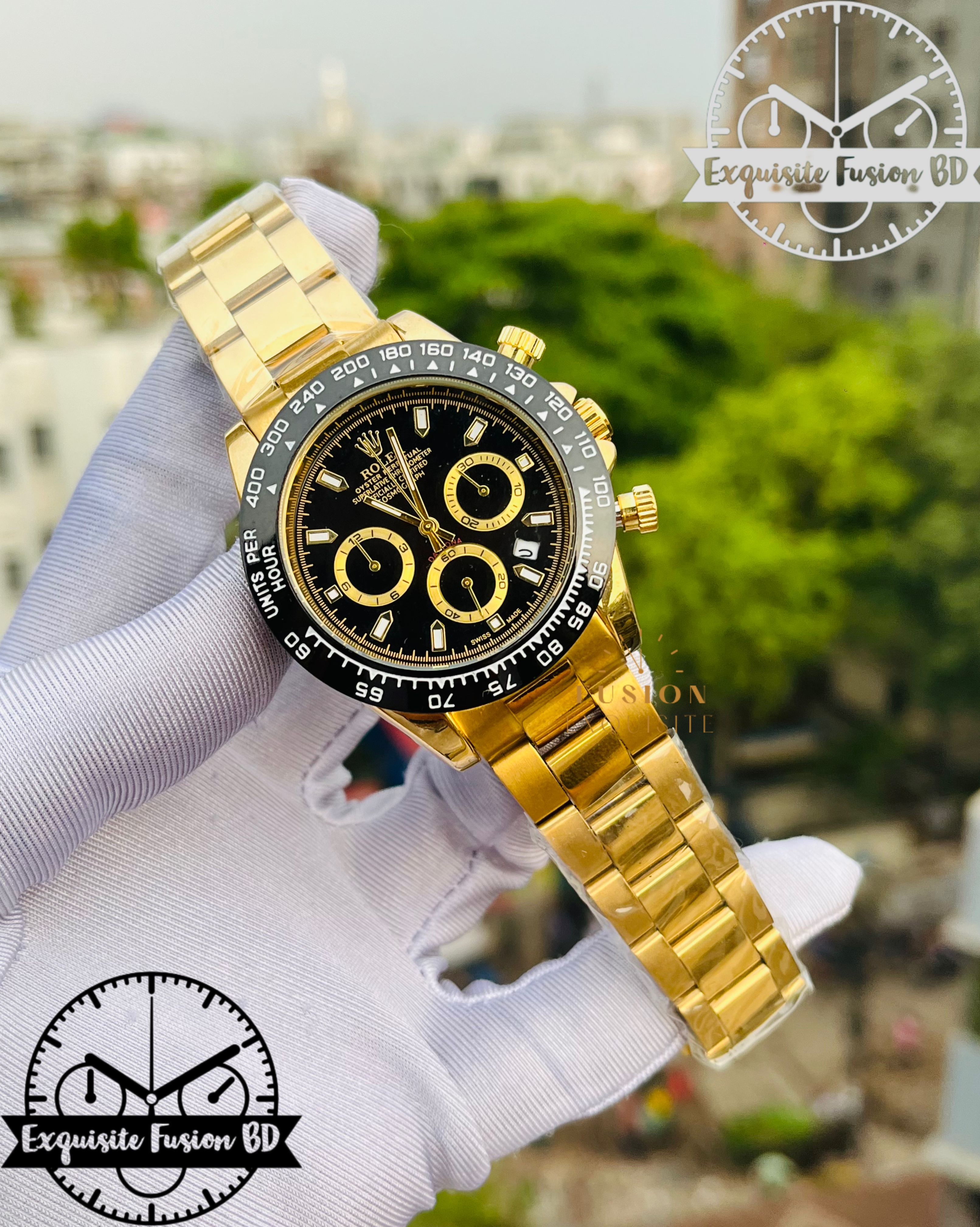 Rolex Daytona Golden Chronograph Watch (AA Grade)