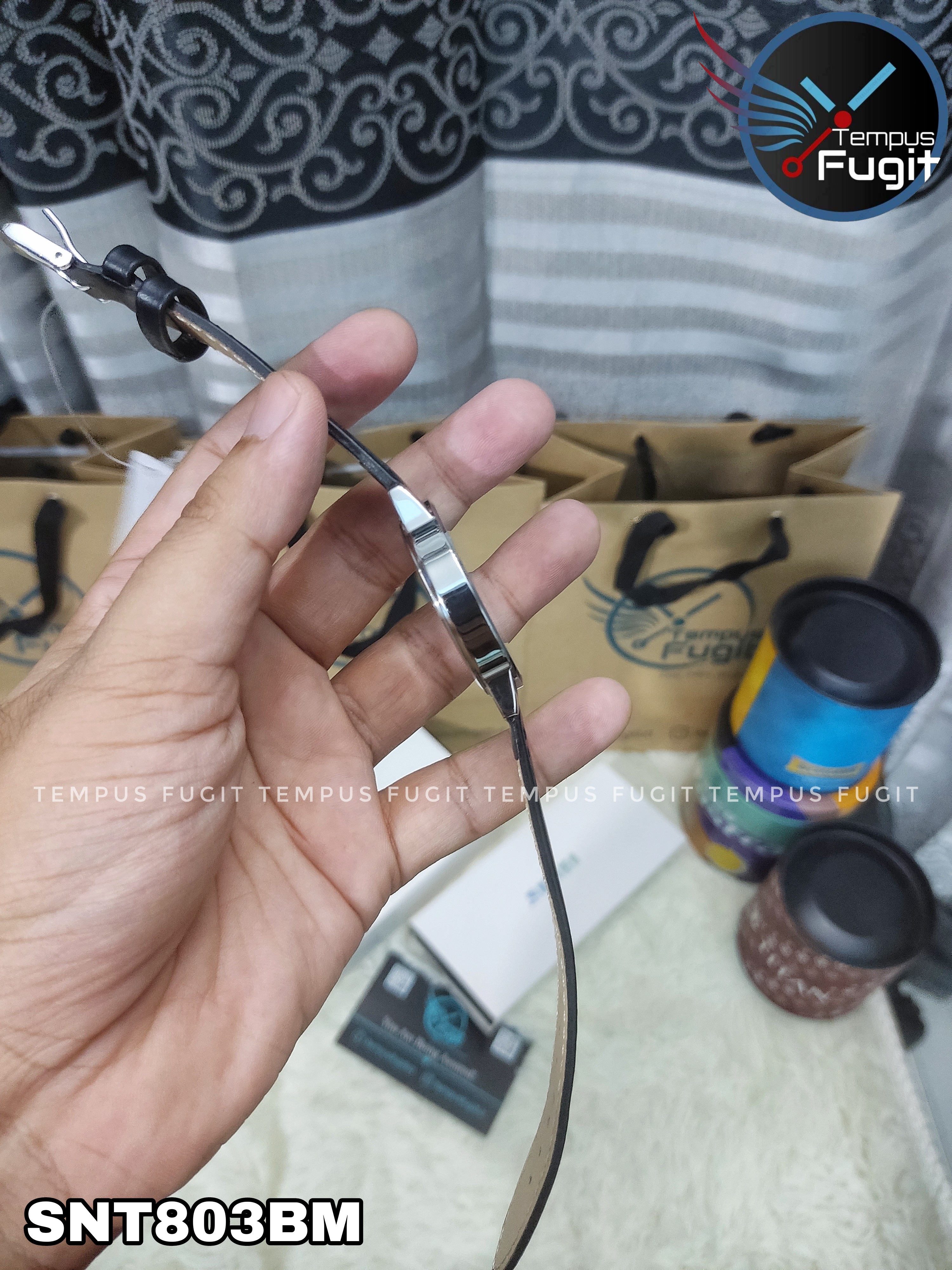 Sonata 77083SL08 Gents Belt Watch- Silver Dial- Black Bezel- Grey Belt- TF Code SNT803BM_img_7