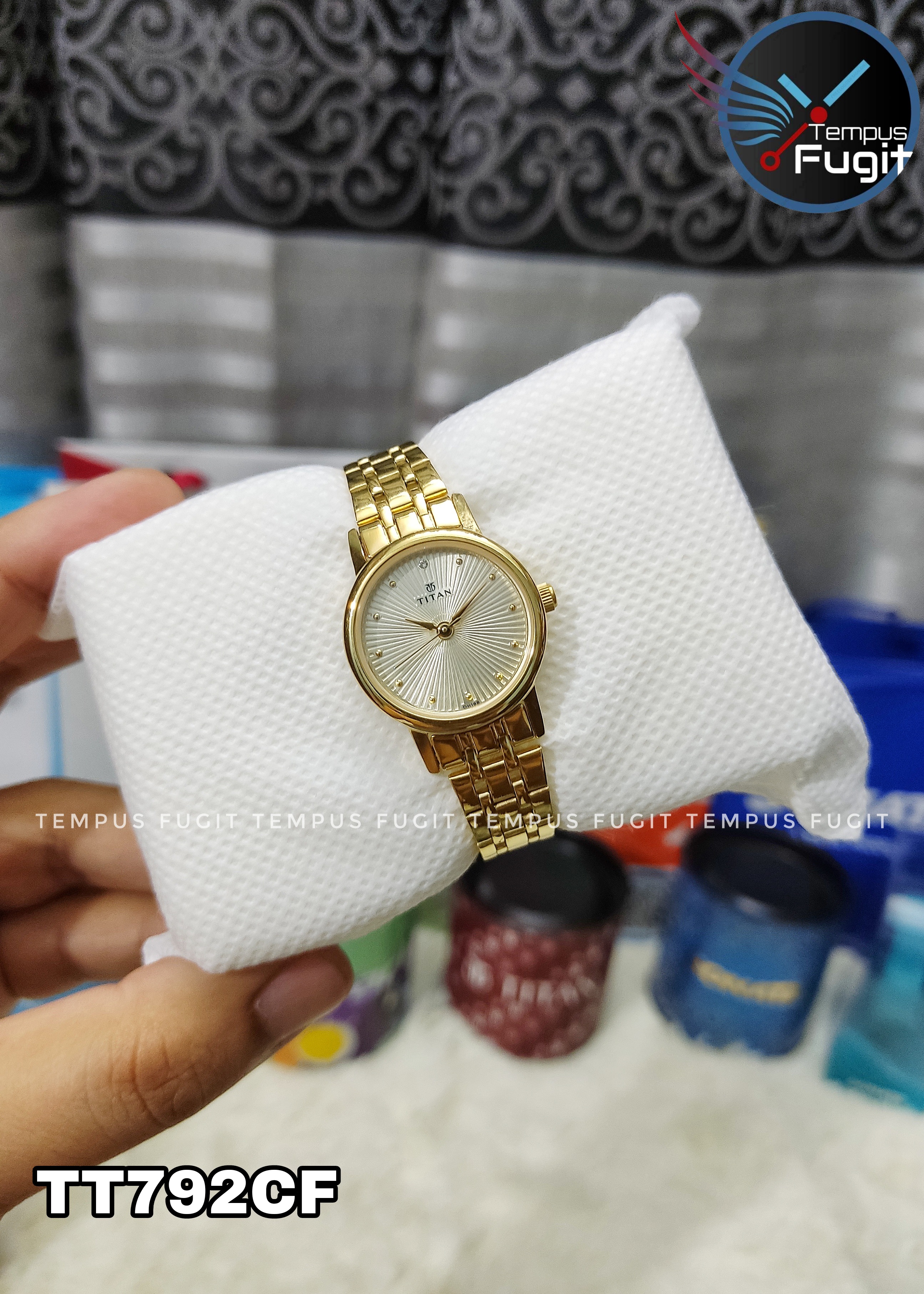 Titan NP2593YM01 Ladies Chain Watch- Golden Dial- Golden Bezel- Golden Chain- TF Code TT792CF_img_0