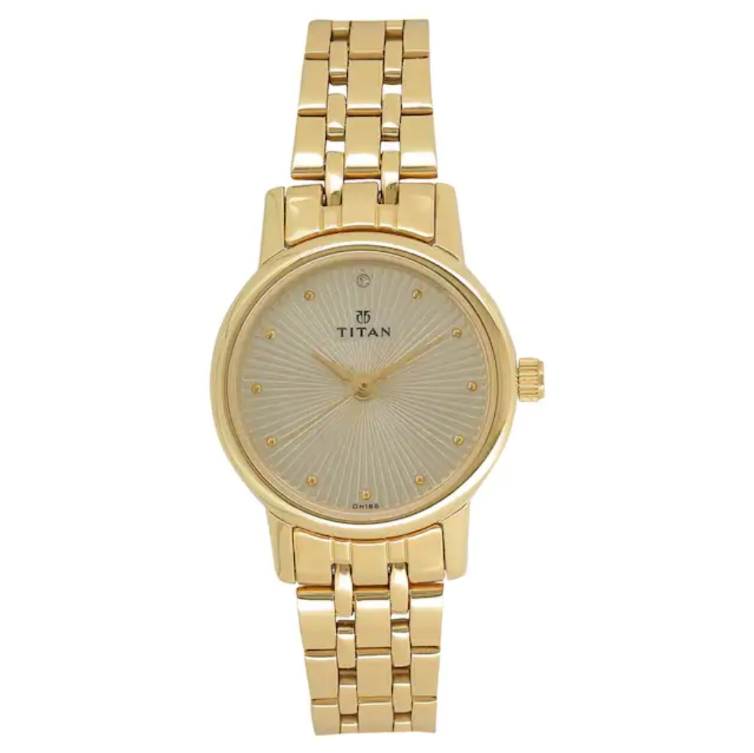 Titan NP2593YM01 Ladies Chain Watch- Golden Dial- Golden Bezel- Golden Chain- TF Code TT792CF_img_1
