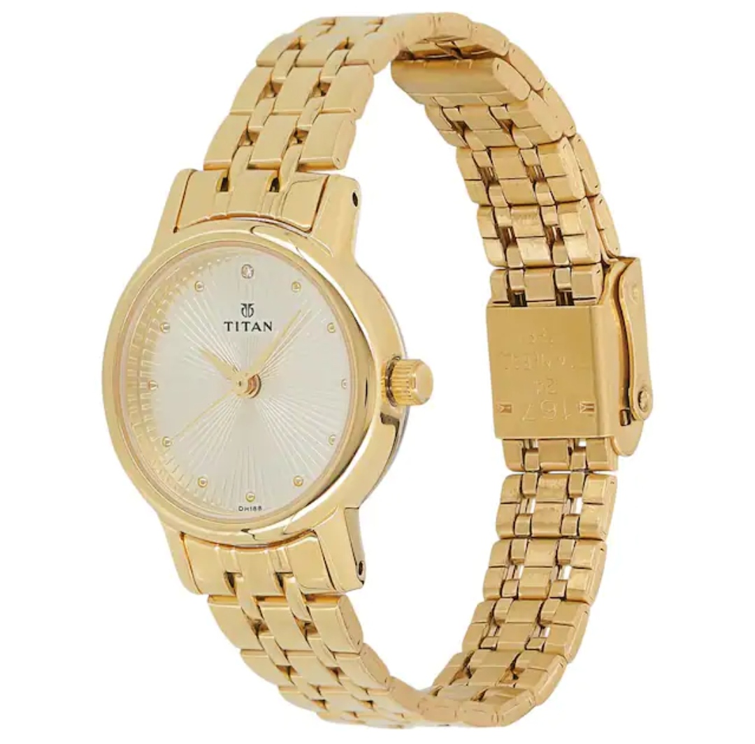 Titan NP2593YM01 Ladies Chain Watch- Golden Dial- Golden Bezel- Golden Chain- TF Code TT792CF_img_2