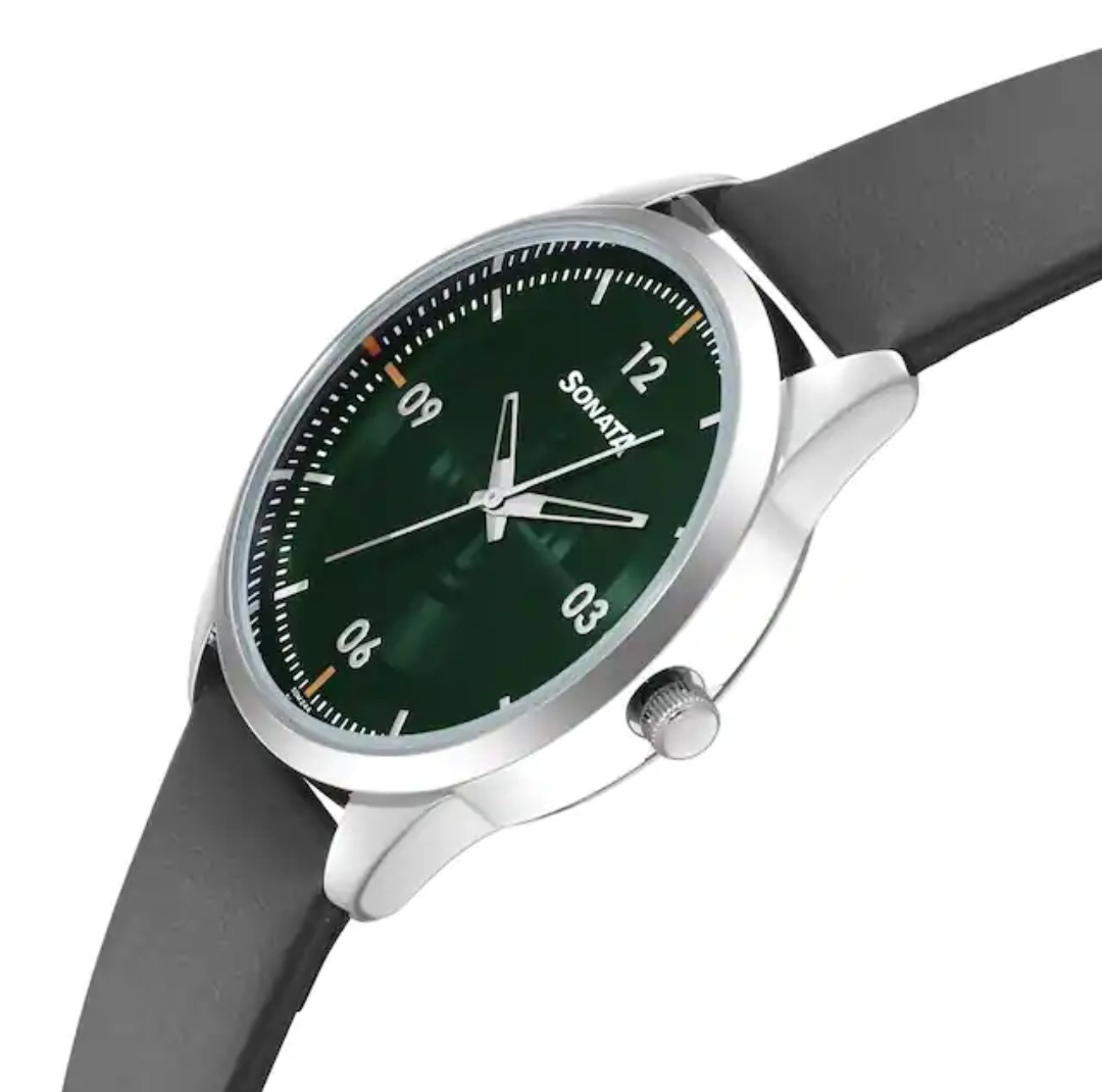 Sonata NR7146SL03 Gents Belt Watch- Deep Blue Dial- Silver Bezel- Grey Belt- TF Code SNT784BM_img_2