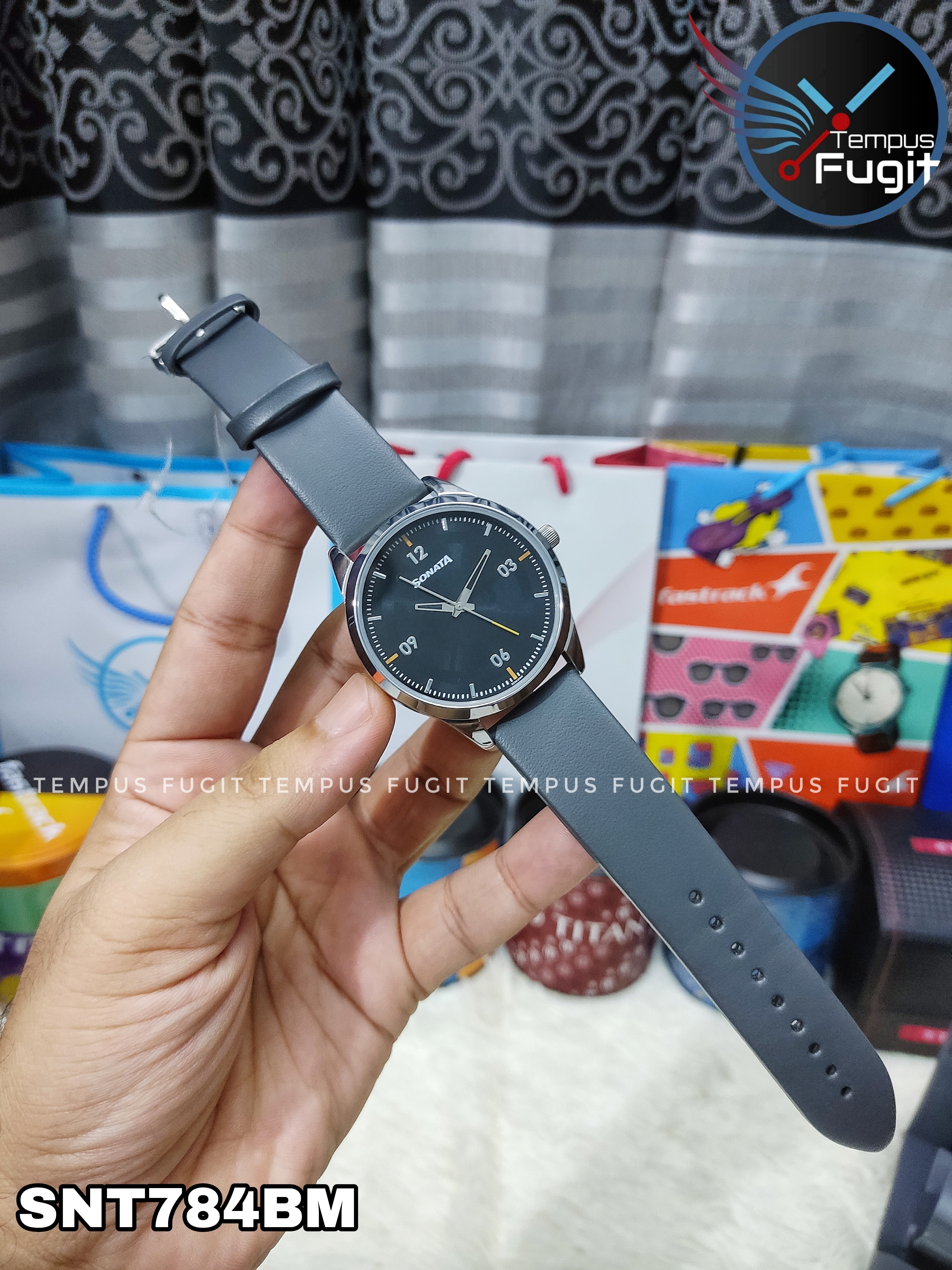 Sonata NR7146SL03 Gents Belt Watch- Deep Blue Dial- Silver Bezel- Grey Belt- TF Code SNT784BM_img_5