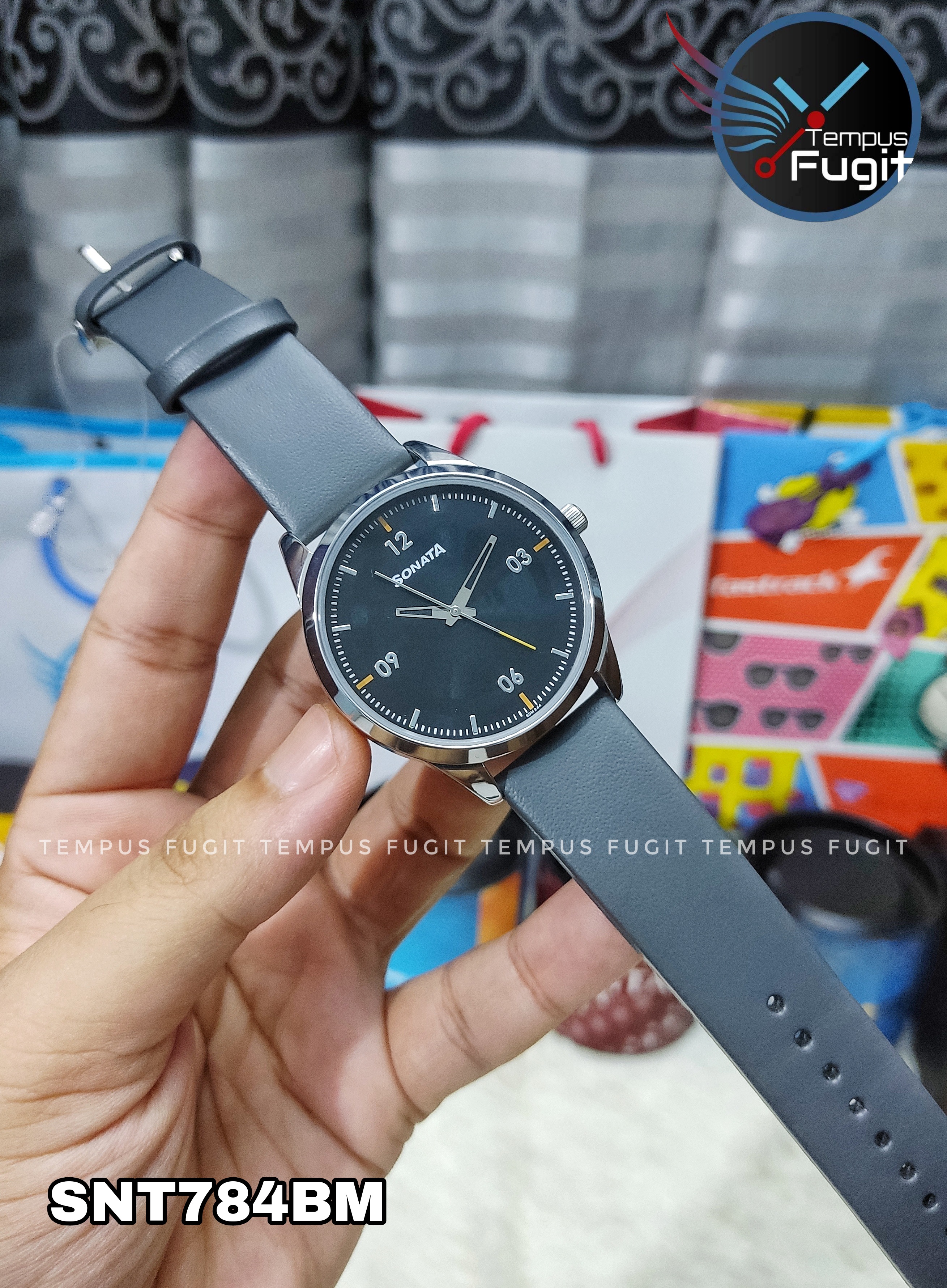 Sonata NR7146SL03 Gents Belt Watch- Deep Blue Dial- Silver Bezel- Grey Belt- TF Code SNT784BM_img_6