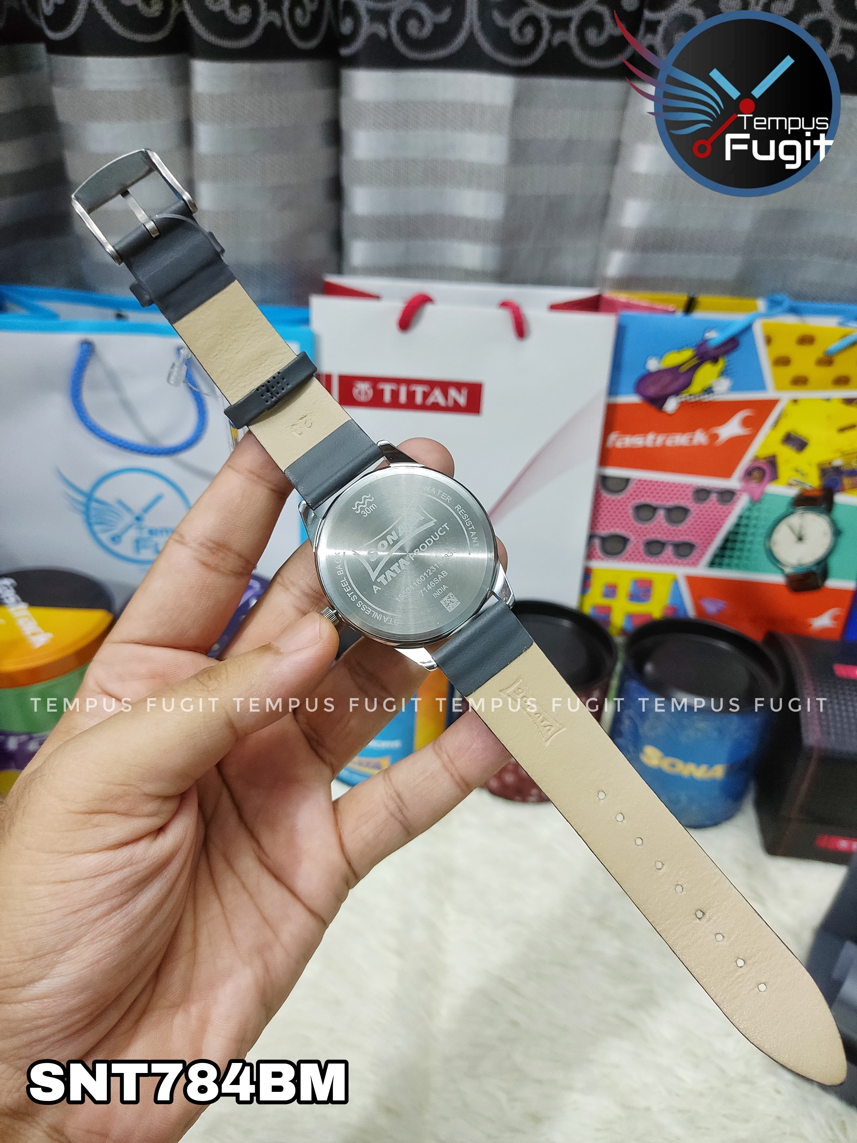 Sonata NR7146SL03 Gents Belt Watch- Deep Blue Dial- Silver Bezel- Grey Belt- TF Code SNT784BM_img_9